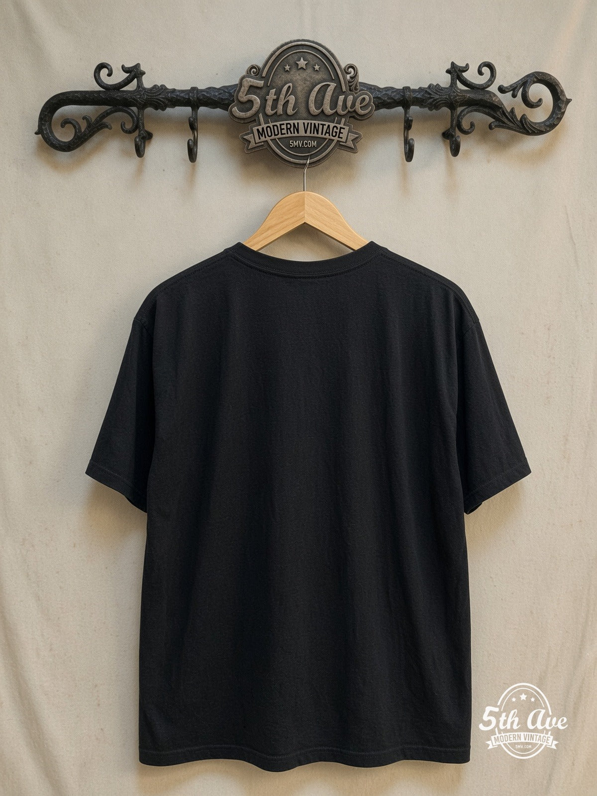 Jimi Hendrix Voodoo Child – Vintage Band T-Shirt — back on locked cream ornate 5th Ave rack