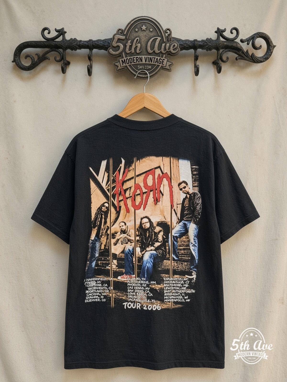 Korn – See You on the Other Side Tour' 2006 – Vintage Band T-Shirt — back on locked cream ornate 5th Ave rack