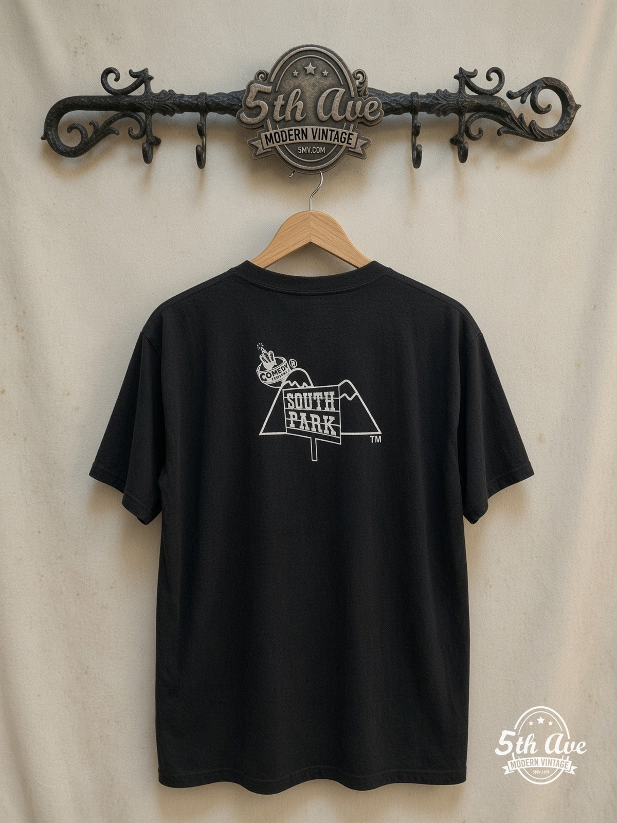 South Park – New Vintage Graphic Tee — back on locked cream ornate 5th Ave rack