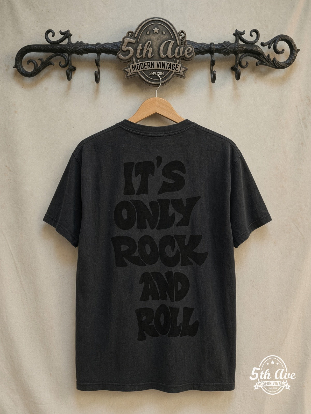 The Rolling Stones – World Wide Tour 1978' It's Only Rock 'n Roll – Vintage Band T-Shirt — back on locked cream ornate 5th Ave rack