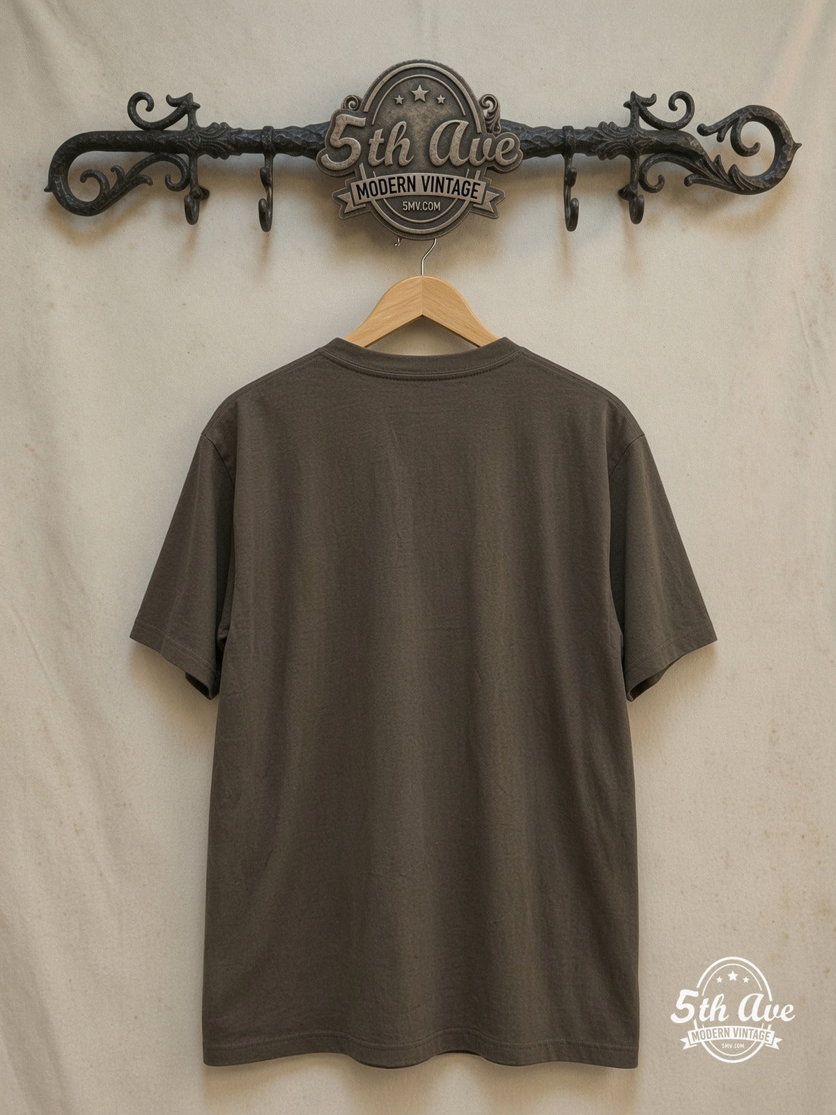 Neil Young – Ragged Glory Crazy Horse Circle – Vintage Band T-Shirt — back on locked cream ornate 5th Ave rack