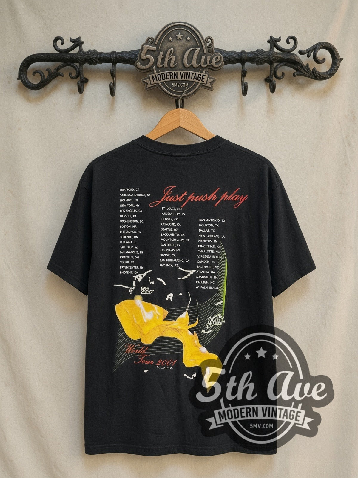 Aerosmith Just Push Play Tour 2001 Black Vintage Band T-Shirt
