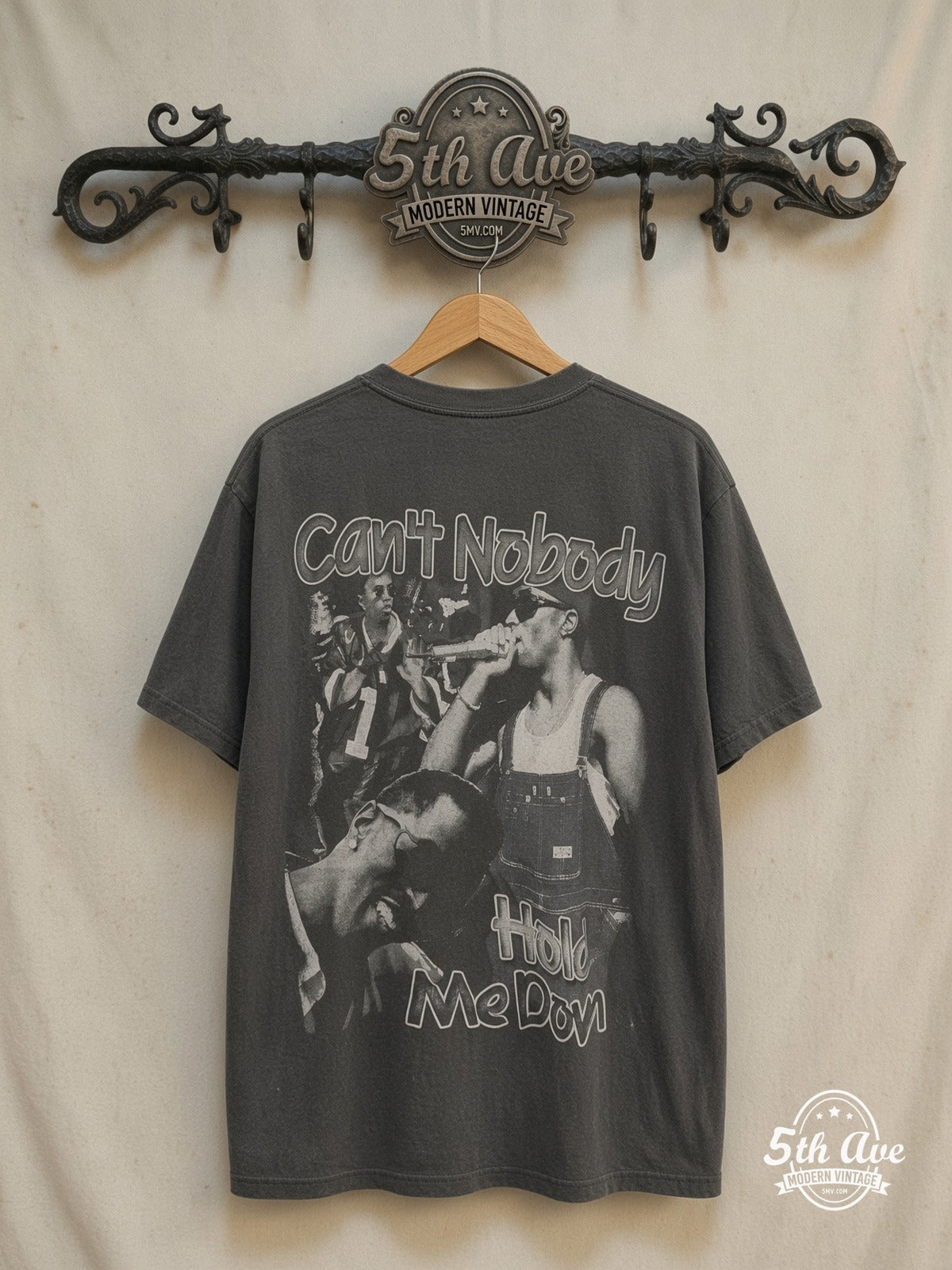 Puff Daddy – t shirt – Vintage Band T-Shirt — back on locked cream ornate 5th Ave rack