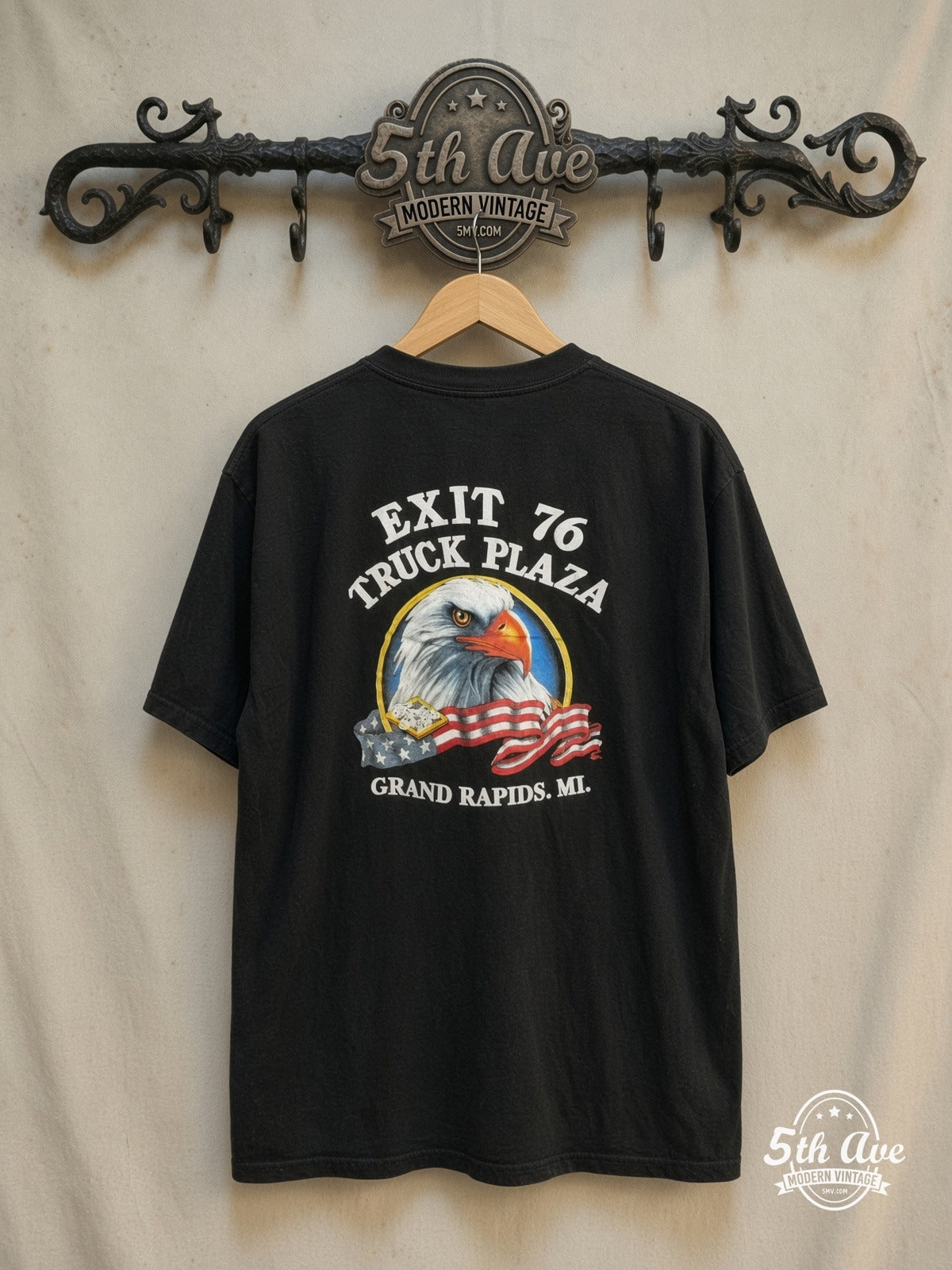 Harley-Davidson - New Vintage T-Shirt — back on locked cream ornate 5th Ave rack