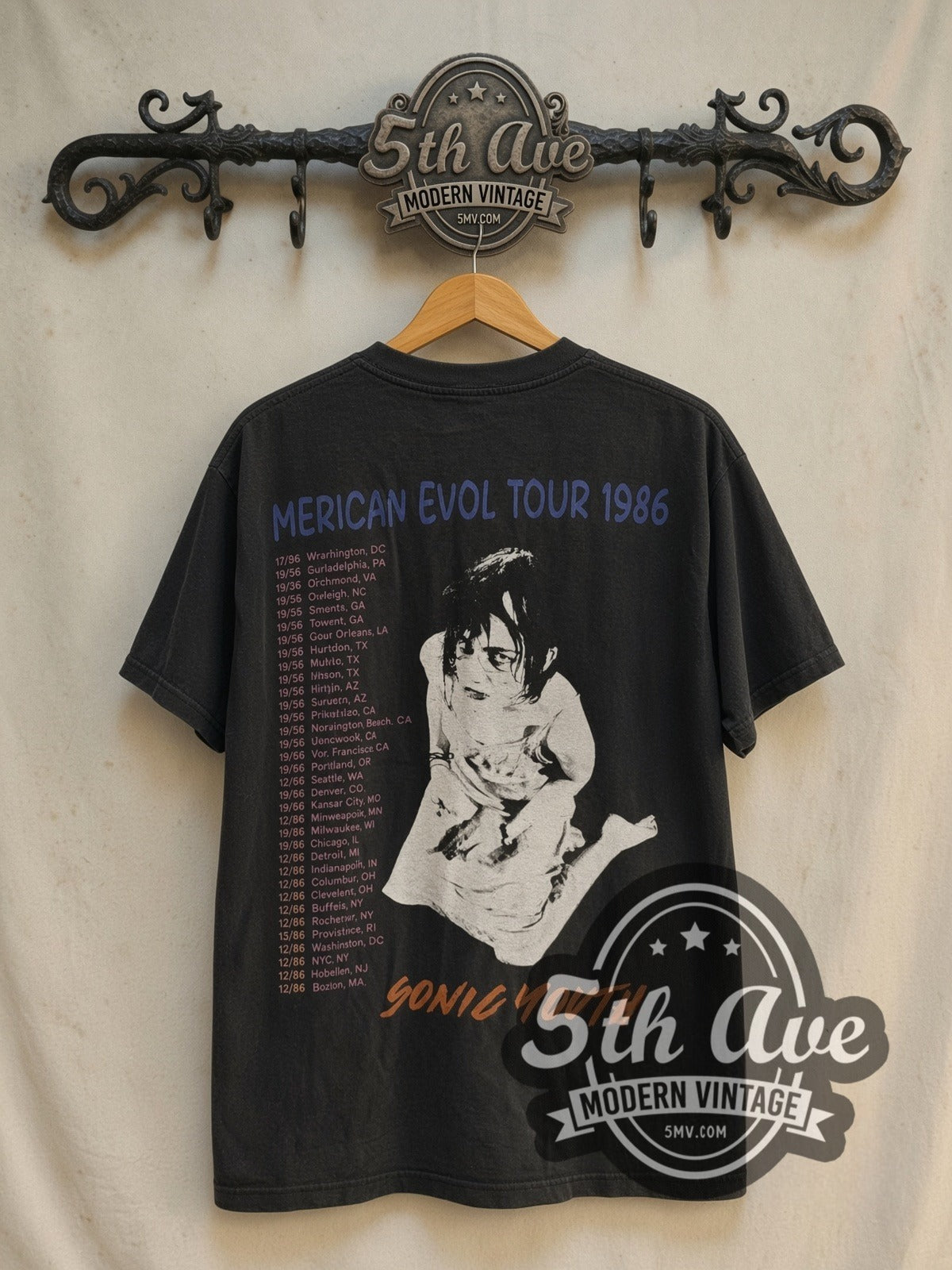 Sonic Youth Evol Tour 1986 Black Vintage Band T-Shirt