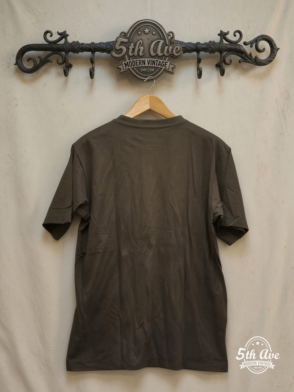 Prince – Purple Portrait Red Peace Sign – Vintage Band T-Shirt — back on locked cream ornate 5th Ave rack