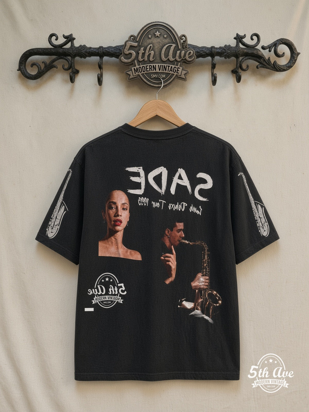 Sade – Love Deluxe Tour 1993 Long Sleeve – Vintage Band T-Shirt — back on locked cream ornate 5th Ave rack
