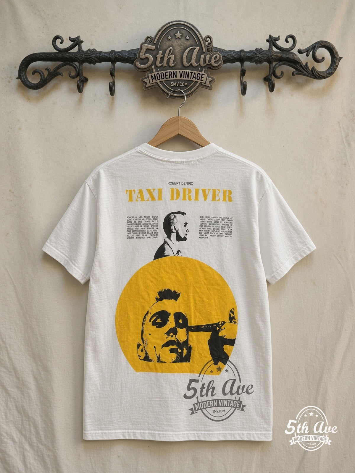 Taxi Driver – Vintage Movie T-Shirt — back on locked cream ornate 5th Ave rack