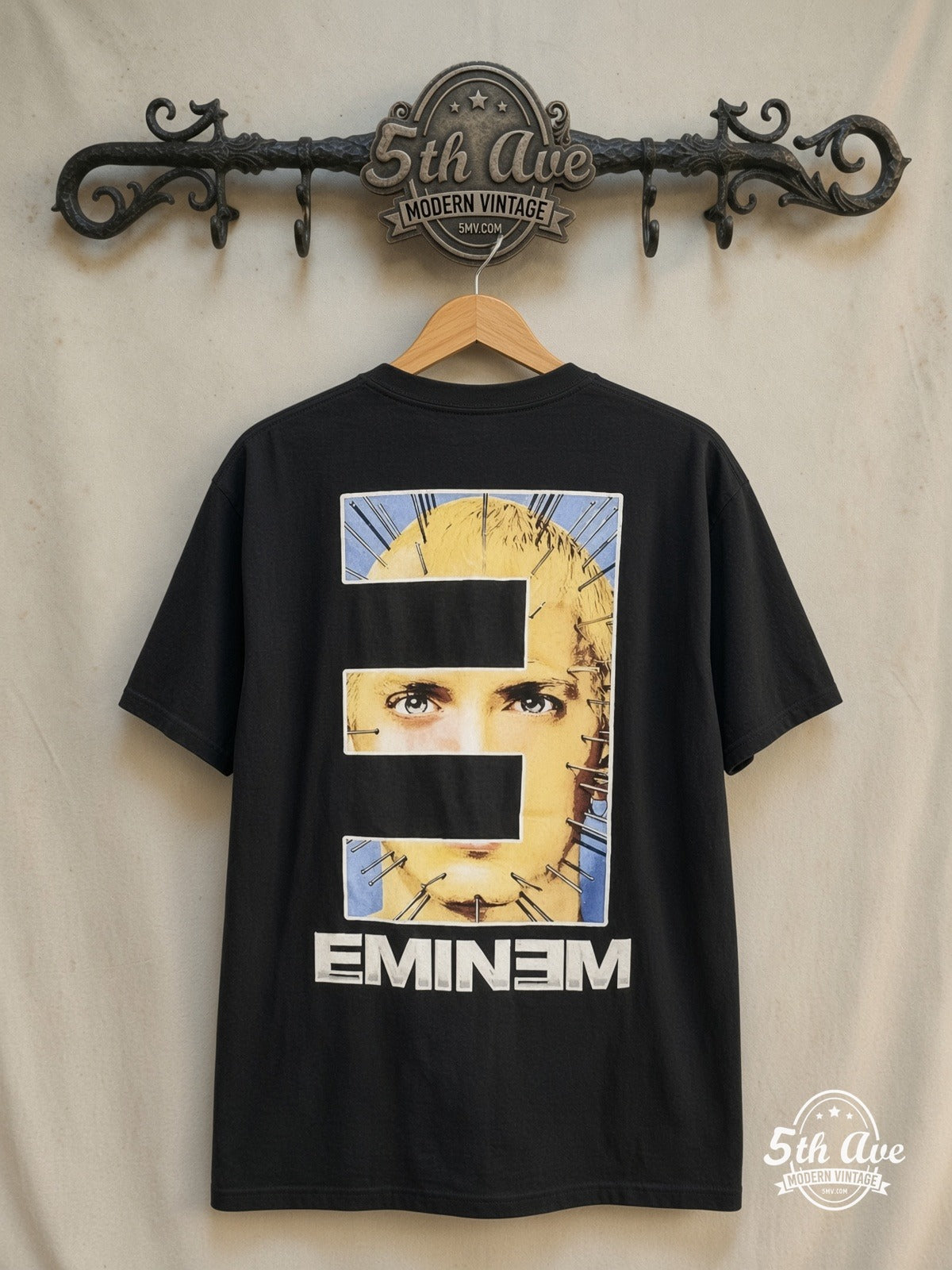 Eminem – Pinhead "EMINƎM – Vintage Band T-Shirt — back on locked cream ornate 5th Ave rack