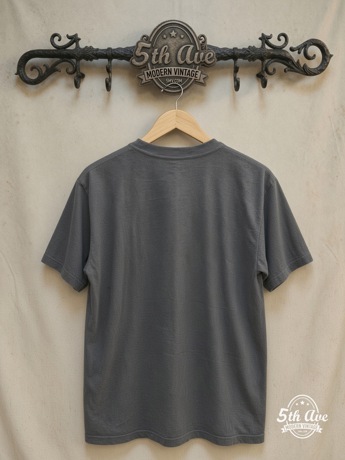 Dylan's Echo: Vintage Vibe Tribute Tee – Vintage Band T-Shirt — back on locked cream ornate 5th Ave rack