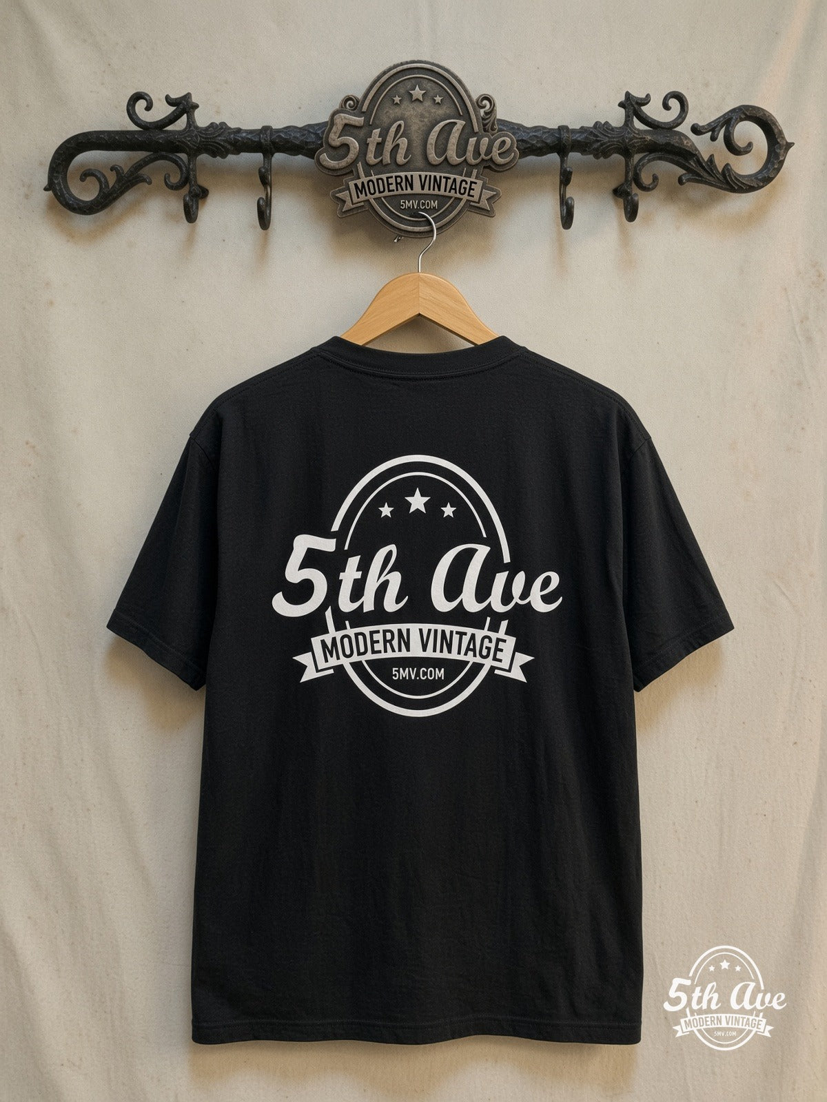 Santana – Vintage Band T-Shirt — back on locked cream ornate 5th Ave rack