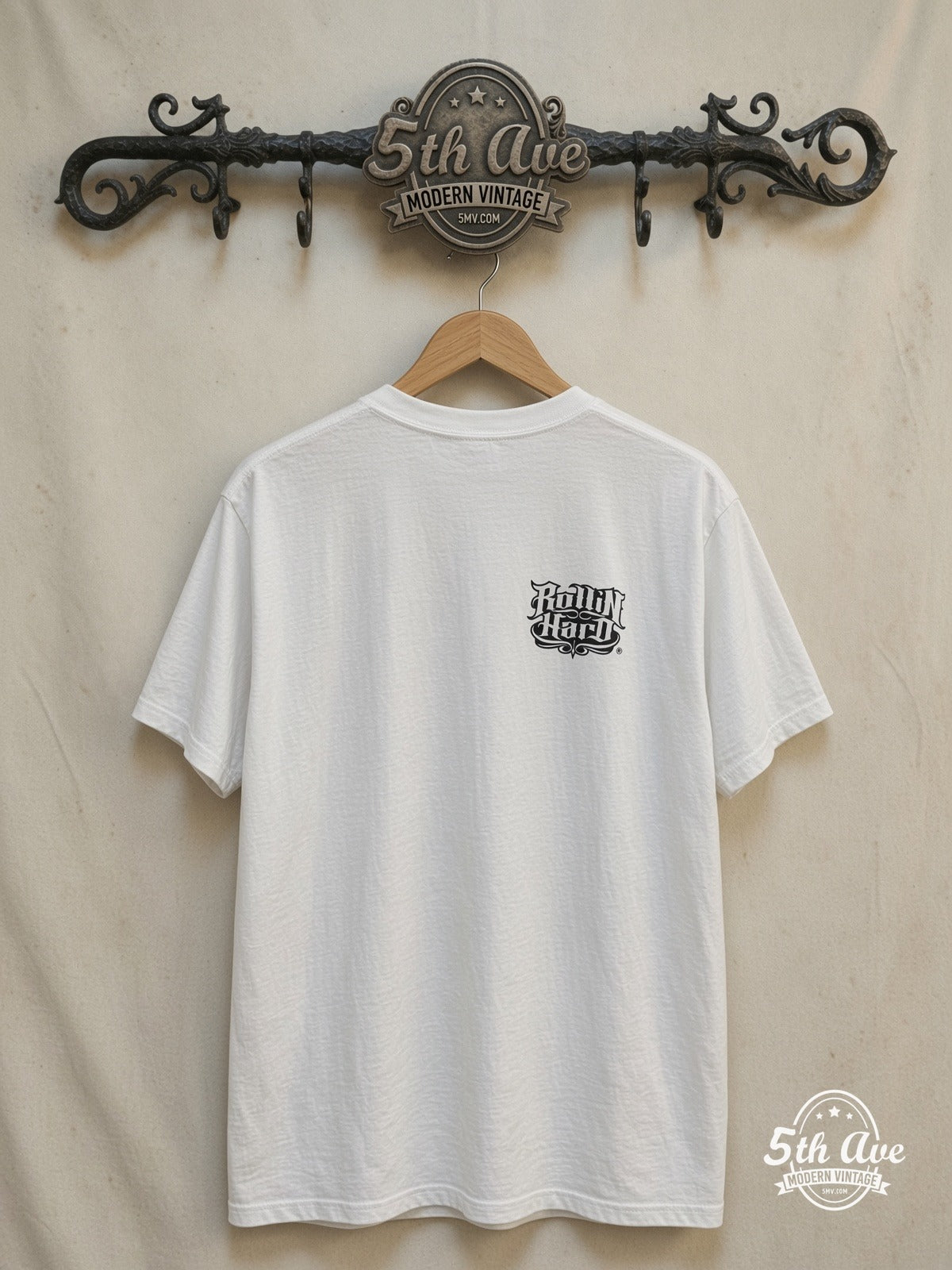 Rollin Hard – Can Ya Feel Me? Lowrider – Vintage Graphic Tee — back on locked cream ornate 5th Ave rack