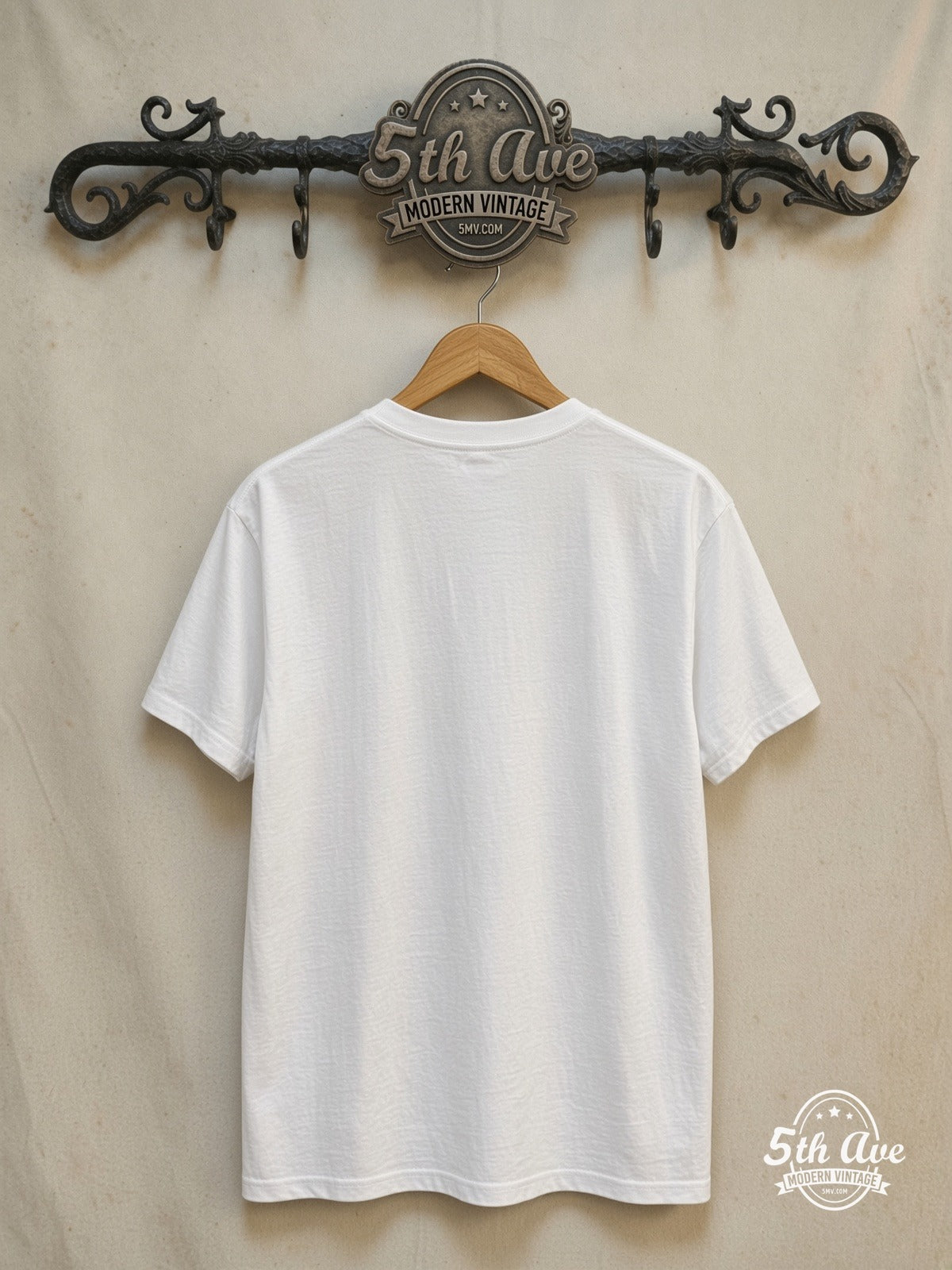 Oasis – Liam Gallagher Red Signature – Vintage Band T-Shirt — back on locked cream ornate 5th Ave rack