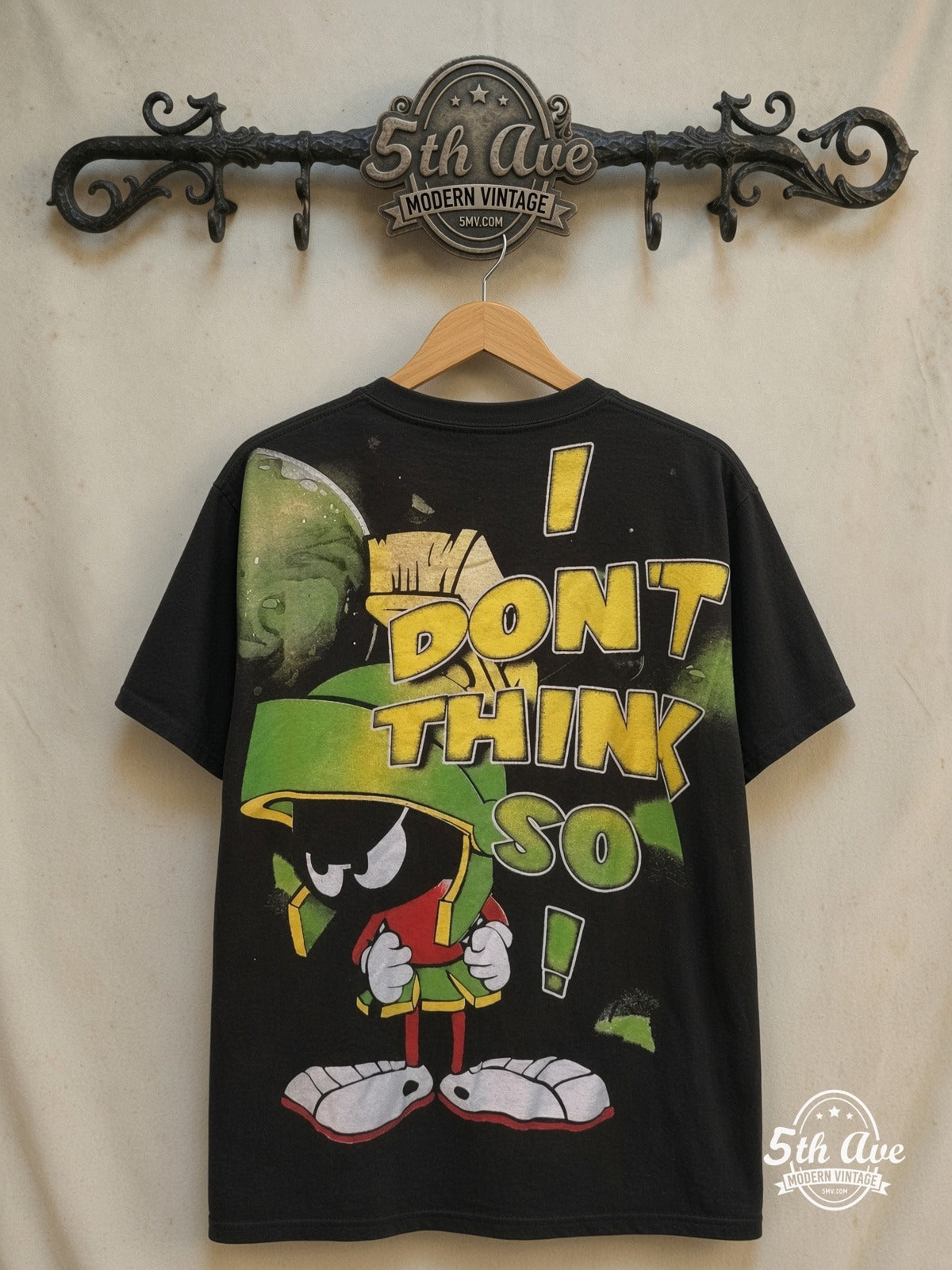 Marvin the Martian – I Don't Think So – New Vintage Graphic Tee — back on locked cream ornate 5th Ave rack