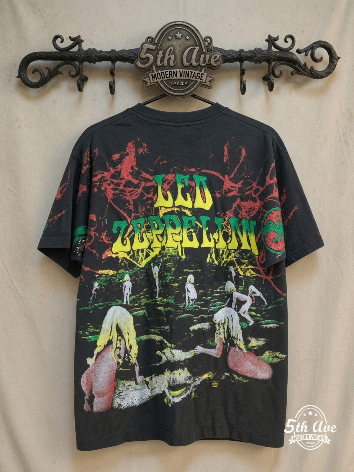Led Zeppelin Houses of the Holy vintage band t-shirt back on rack
