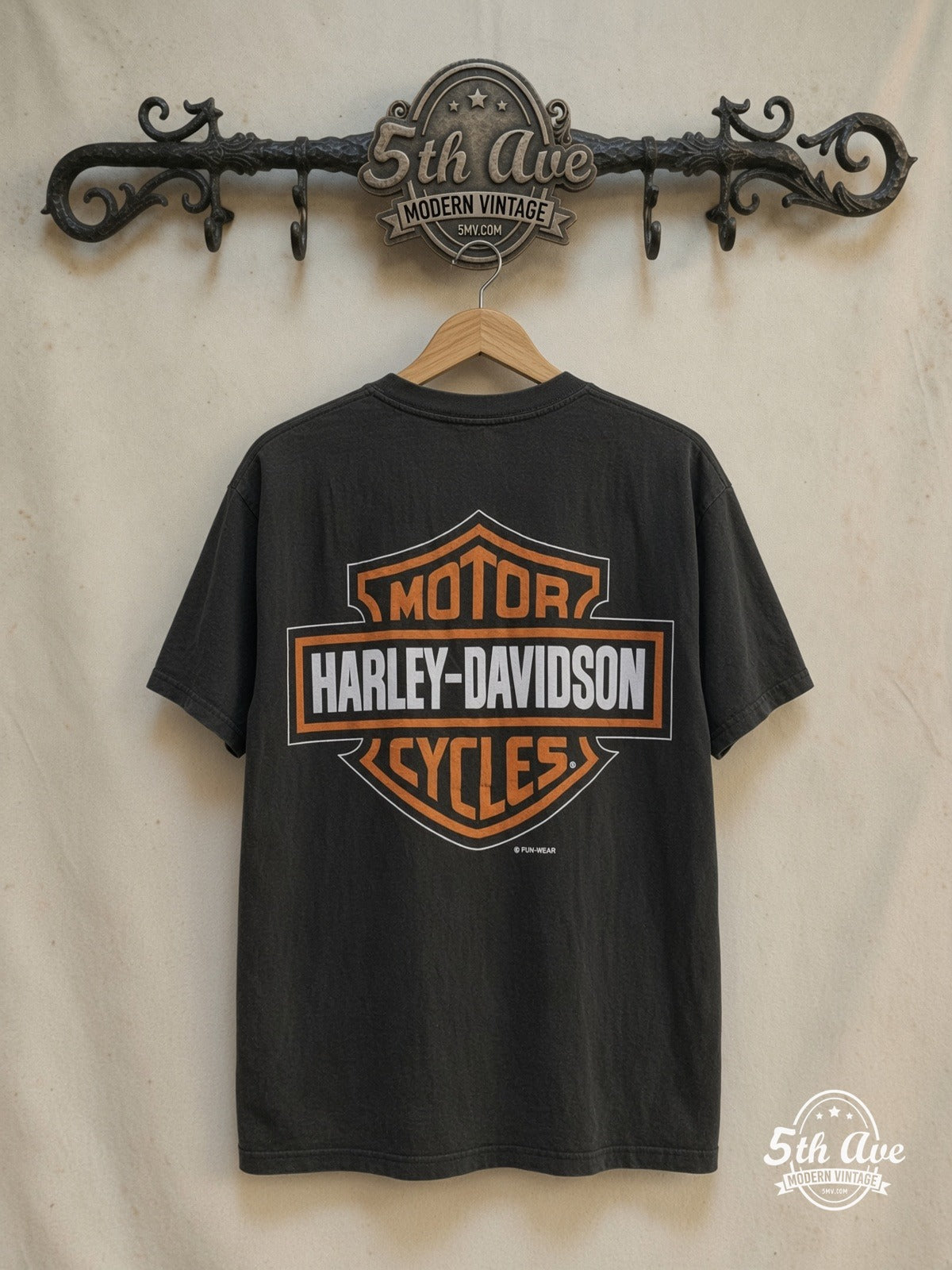 Looney Tunes Taz Harley-Davidson graphic tee, back view on a display rack