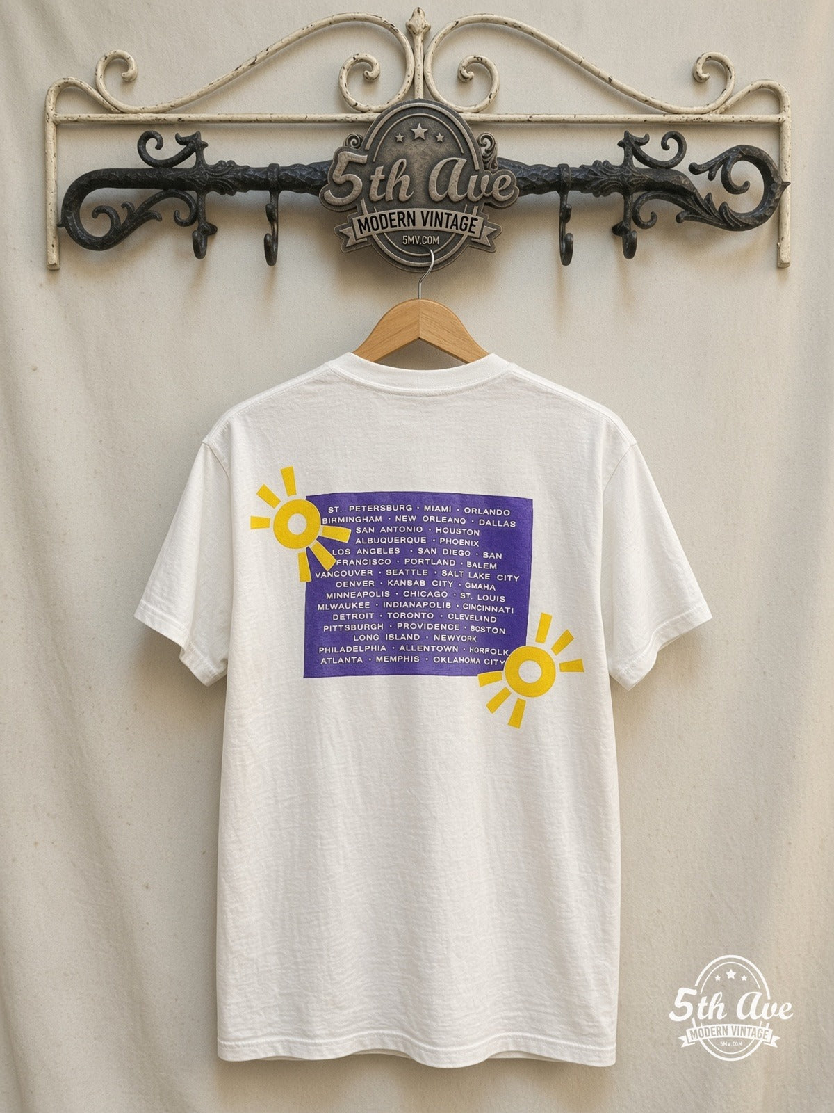Butthole Surfers – Children Think We Eat Flies – Vintage Band T-Shirt — back on locked cream ornate 5th Ave rack