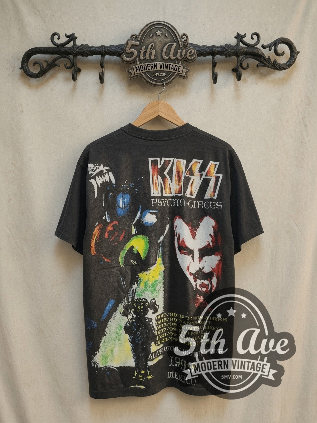 KISS 1999 メキシコツアー Tシャツ XL 90s KISS Psycho-Circus 1999 Mexico All Over Print Band Tee