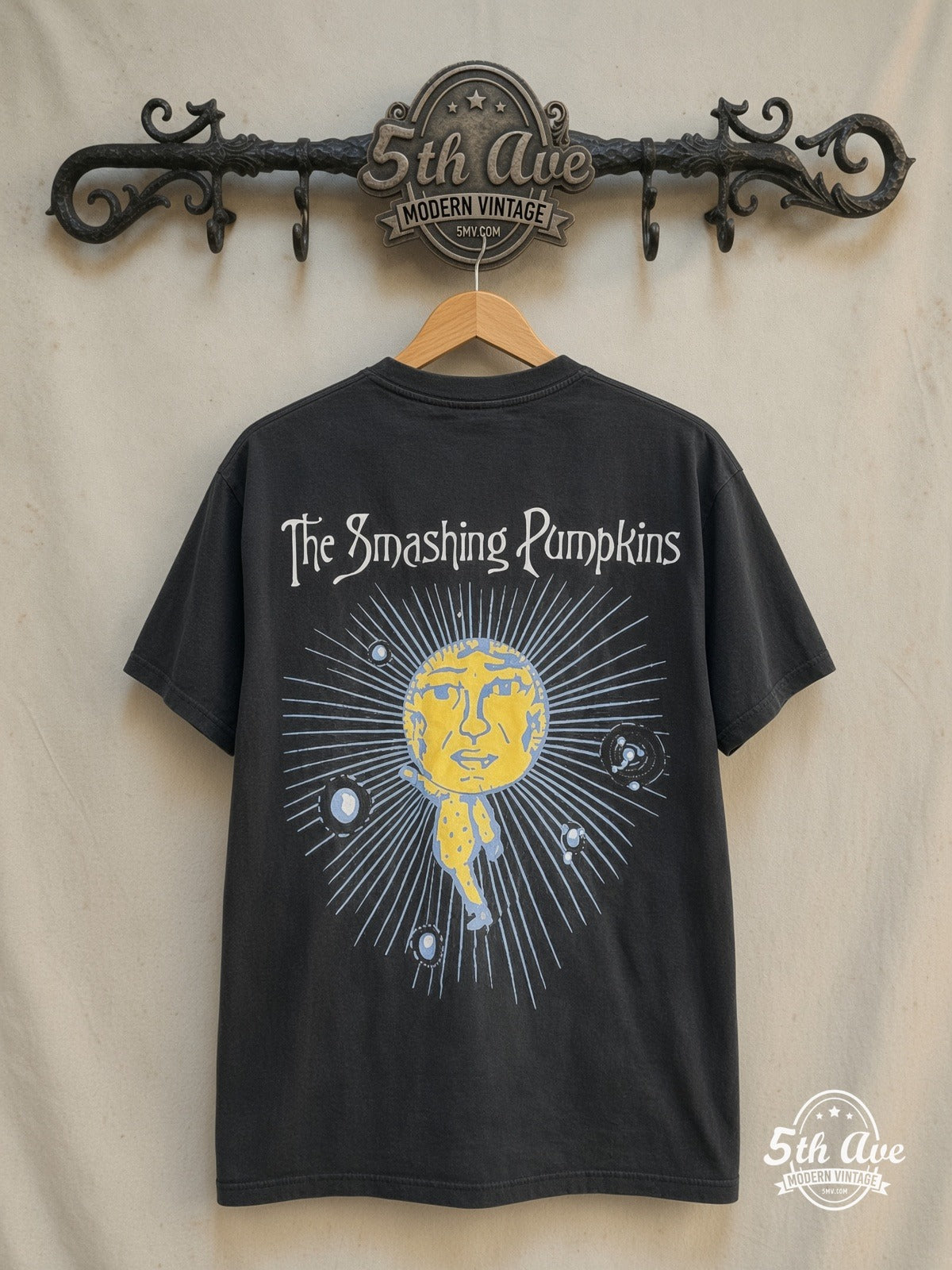 The Smashing Pumpkins – Tonight Tonight – Vintage Band T-Shirt — back on locked cream ornate 5th Ave rack
