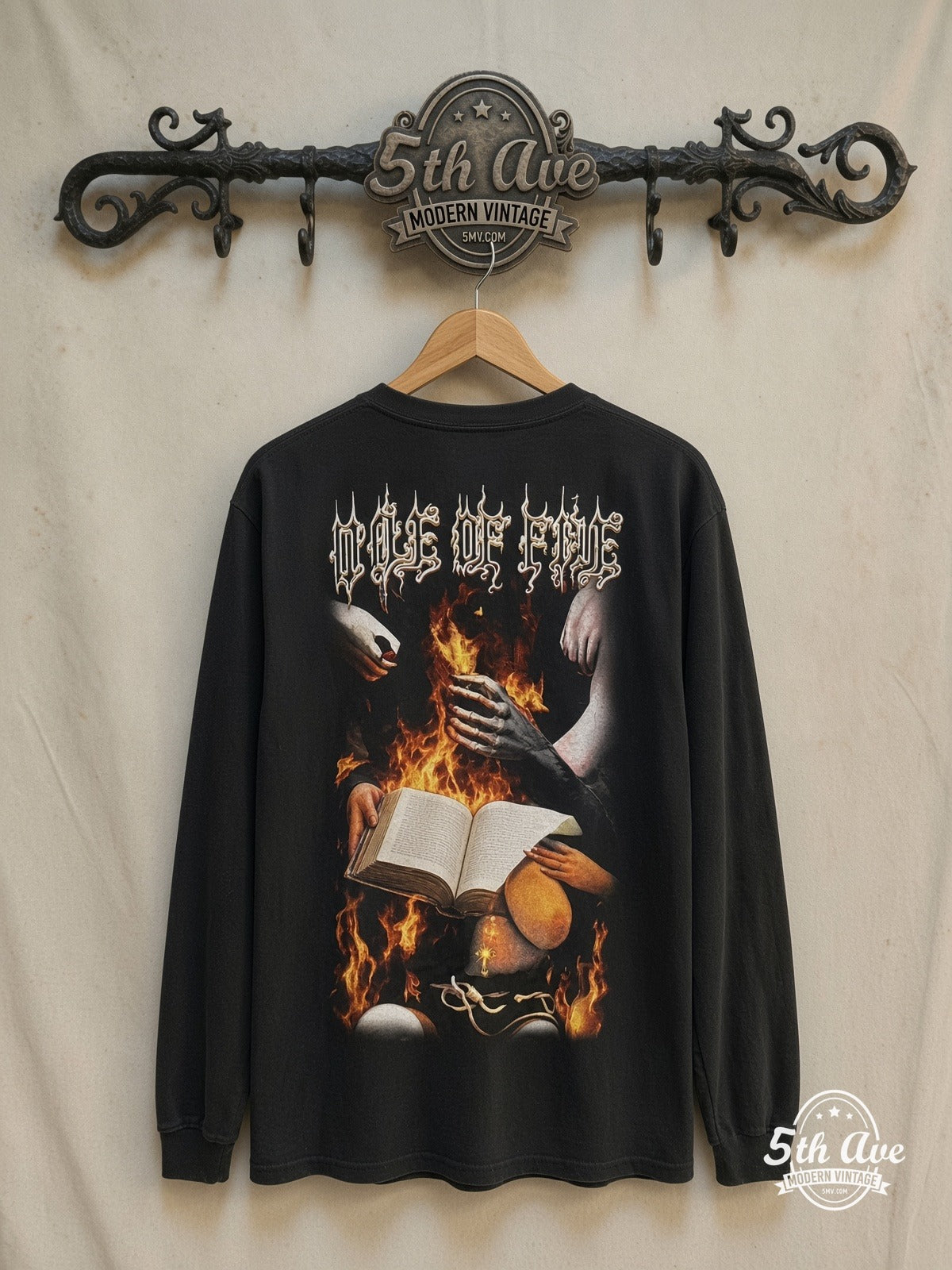 Cradle of Filth – Cult of Venus Aversa – Long Sleeve Vintage Band T-Shirt — back on locked cream ornate 5th Ave rack