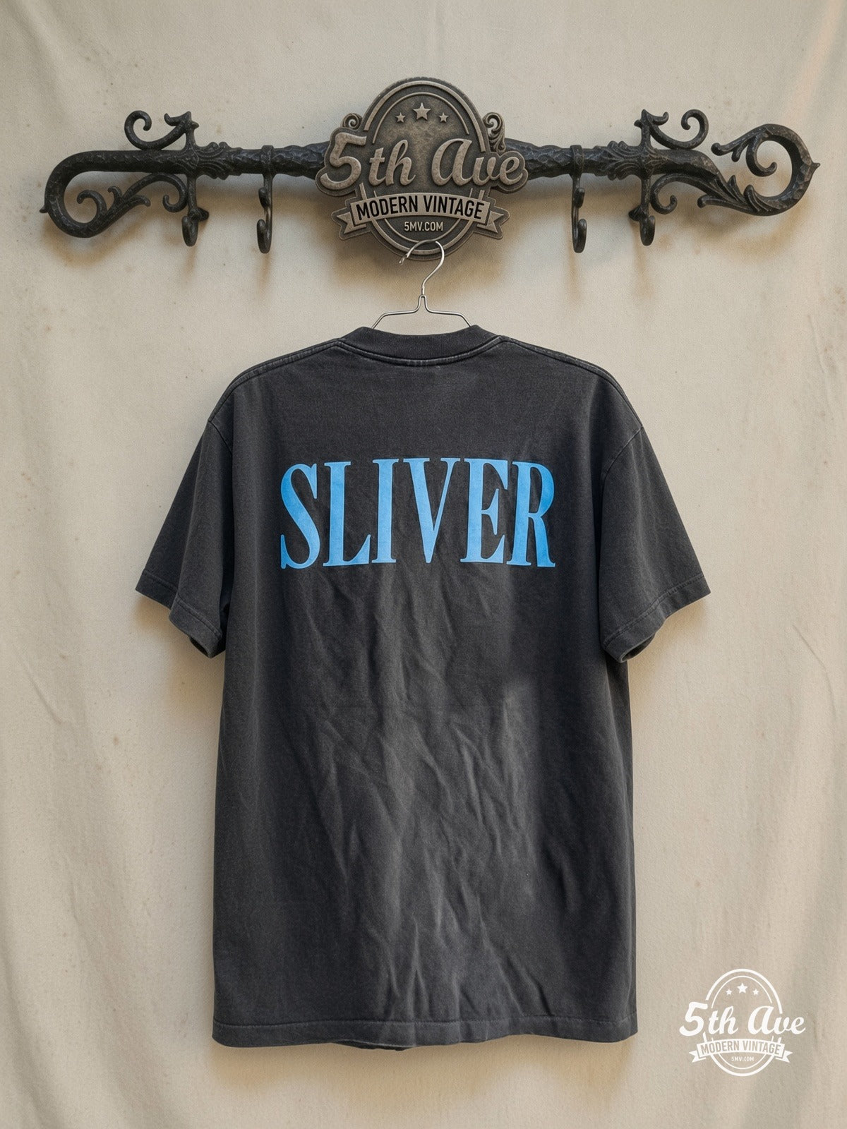 Nirvana Sliver Anatomical Charcoal vintage band t-shirt back on rack