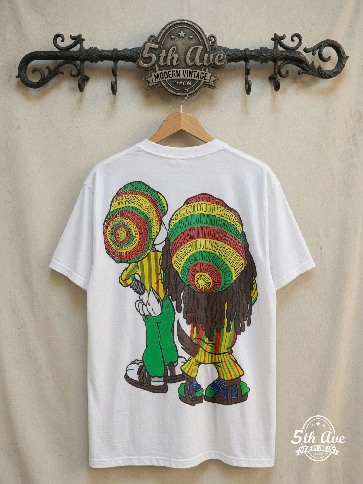 Bugs Bunny – Bugs Bunny and Tasmanian Devil – New Vintage Graphic Tee — back on locked cream ornate 5th Ave rack