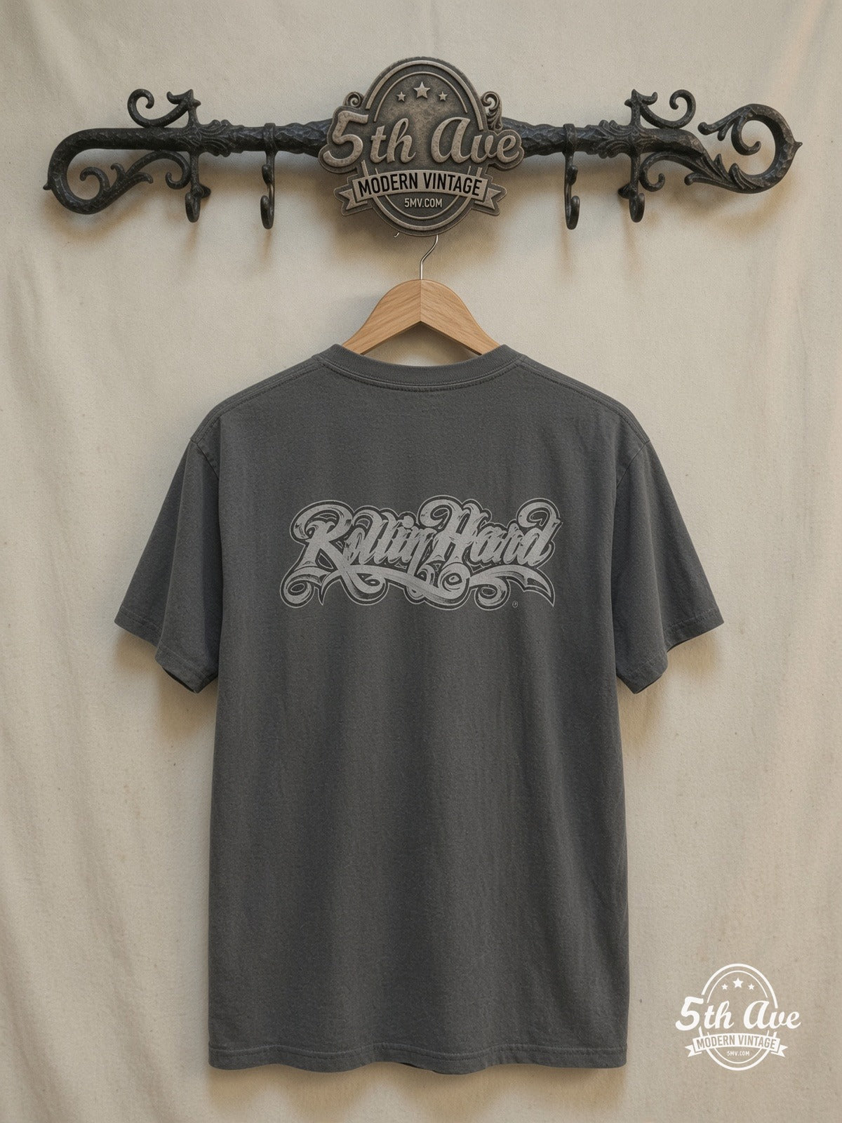 Rollin Hard – Keep It Real Lowrider – Vintage Graphic Tee — back on locked cream ornate 5th Ave rack