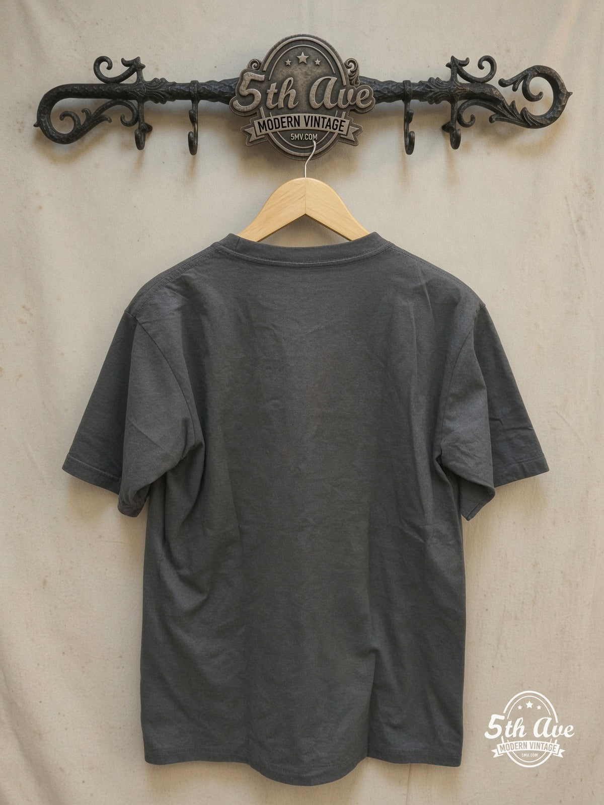 Led Zeppelin – Stairway to Heaven' Graphic – Vintage Band T-Shirt — back on locked cream ornate 5th Ave rack