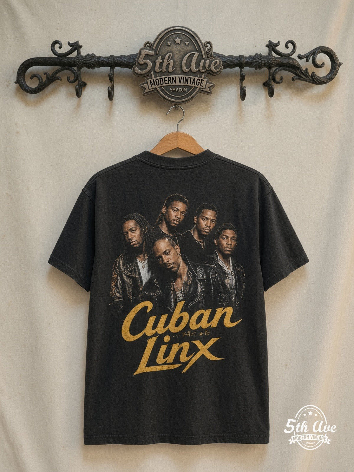Raekwon – Only Built 4 Cuban Linx – Wu-Tang Vintage Band T-Shirt — back on locked cream ornate 5th Ave rack