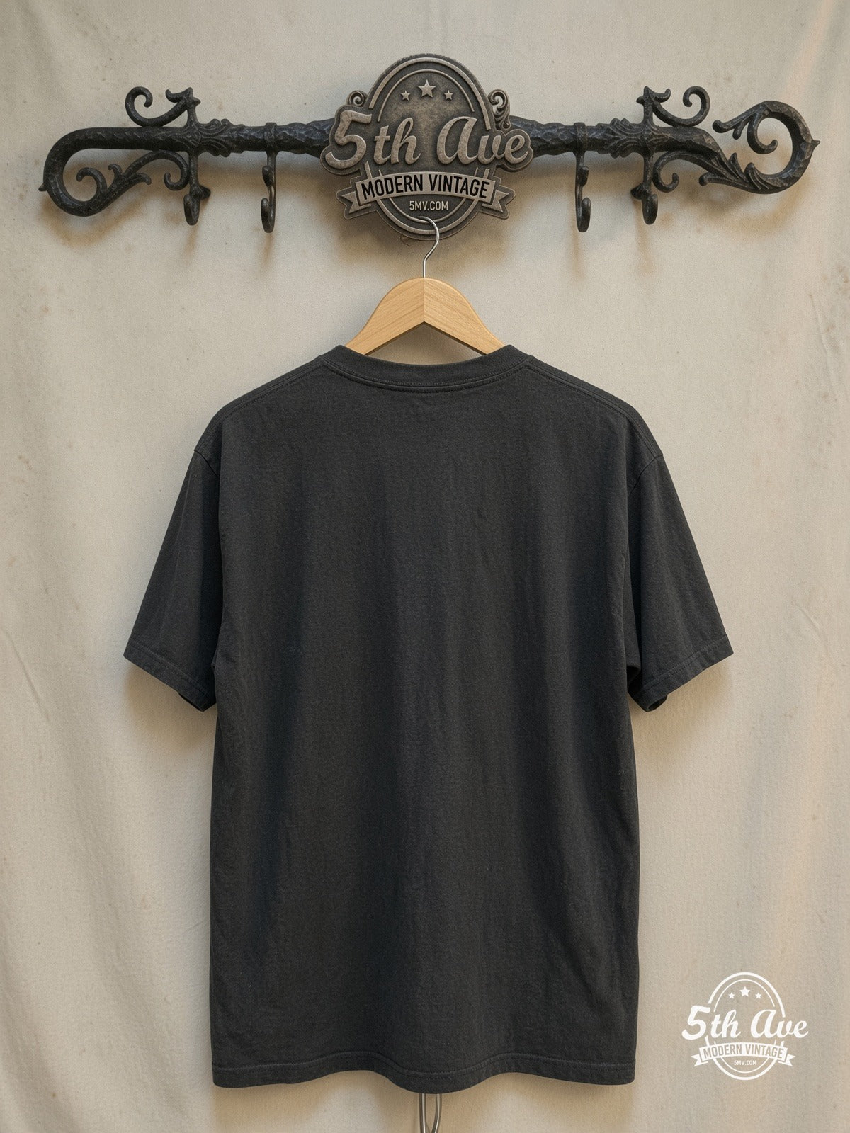 Dire Straits – Sultans of Swing – Vintage Band T-Shirt — back on locked cream ornate 5th Ave rack