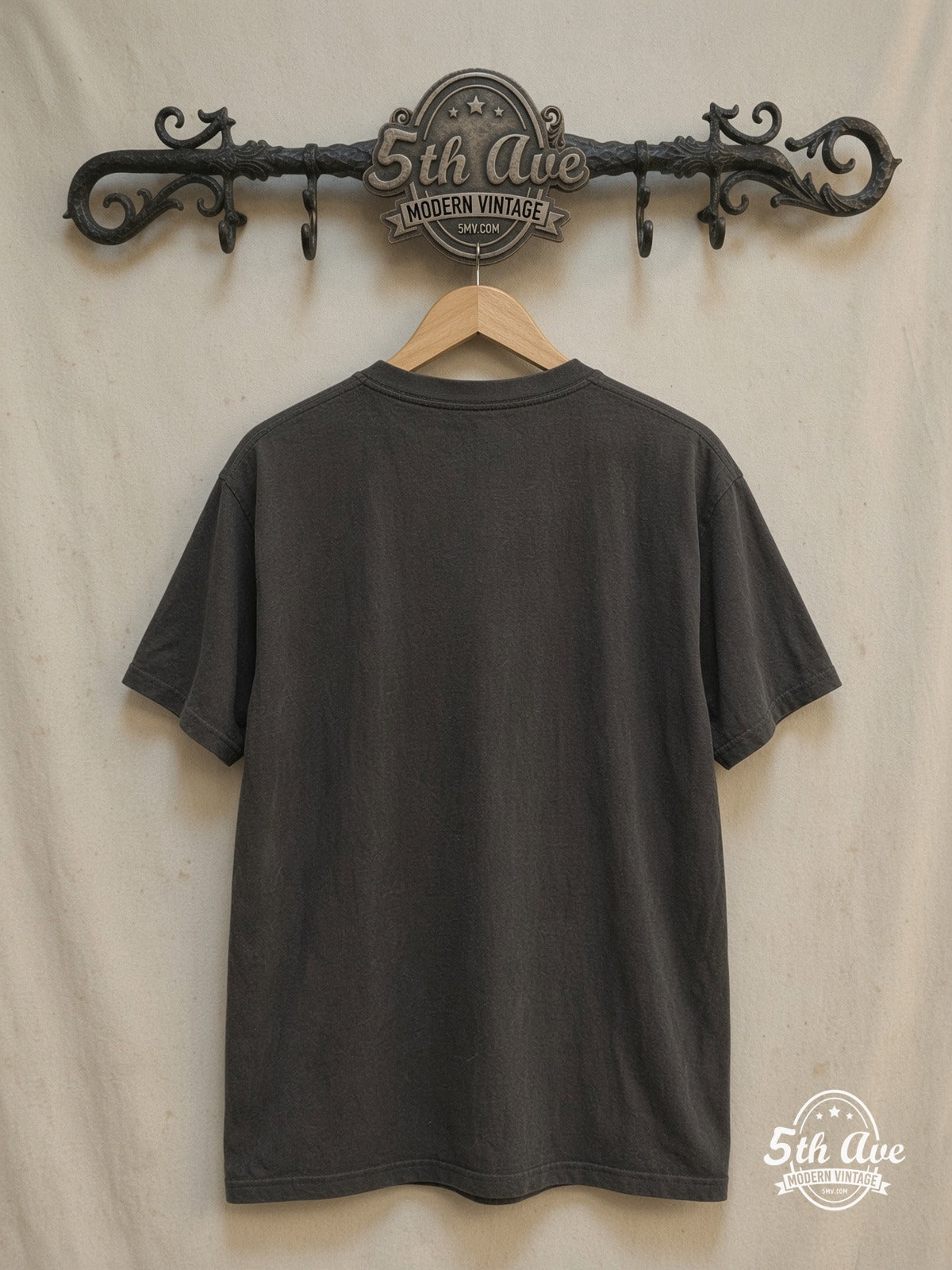 Led Zeppelin – Original Drummer Tribute – Vintage Band T-Shirt — back on locked cream ornate 5th Ave rack
