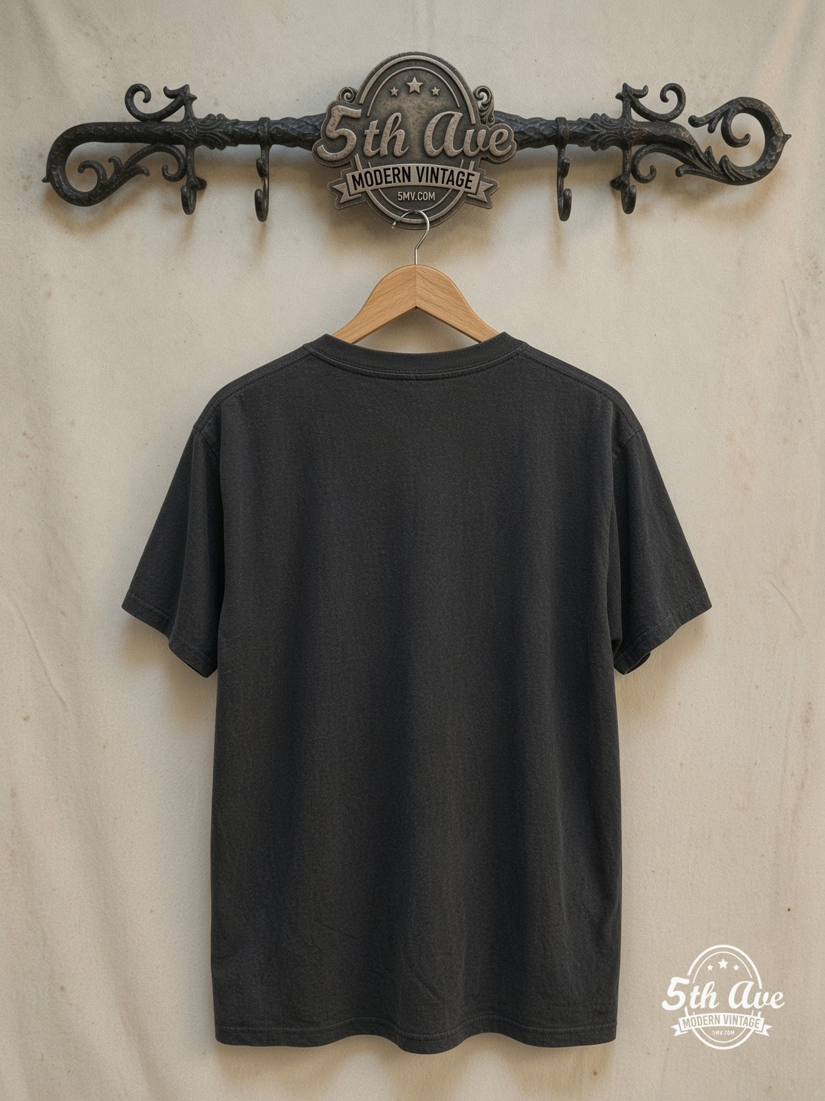 Radiohead – Band Photo Yellow Square Border – Vintage Band T-Shirt — back on locked cream ornate 5th Ave rack