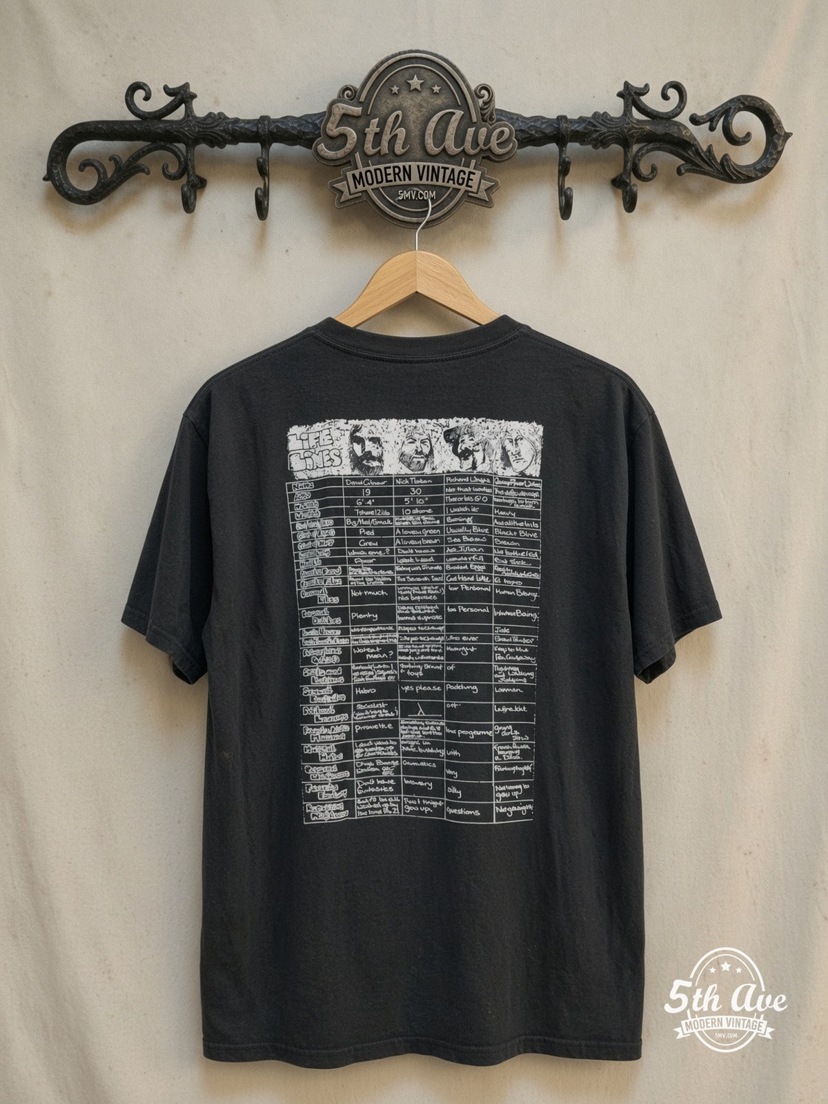 Pink Floyd – The Dark Side of the Moon World Tour – Vintage Band T-Shirt — back on locked cream ornate 5th Ave rack