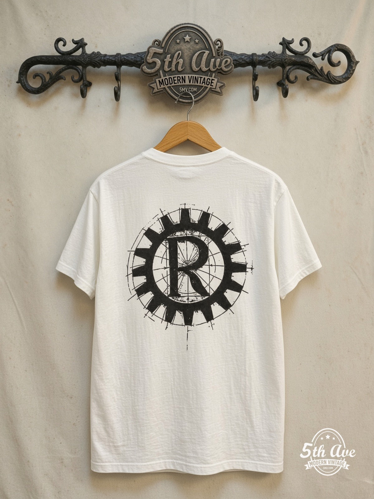 Rage Against the Machine – Nuns And Guns – Vintage Band T-Shirt — back on locked cream ornate 5th Ave rack