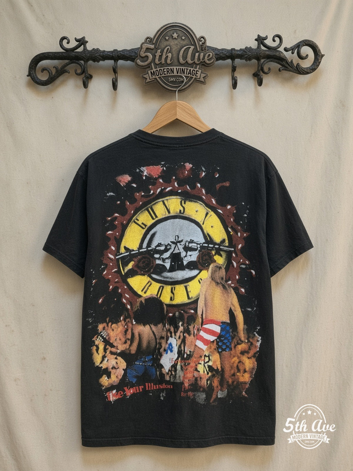 Guns N' Roses vintage band t-shirt back on rack