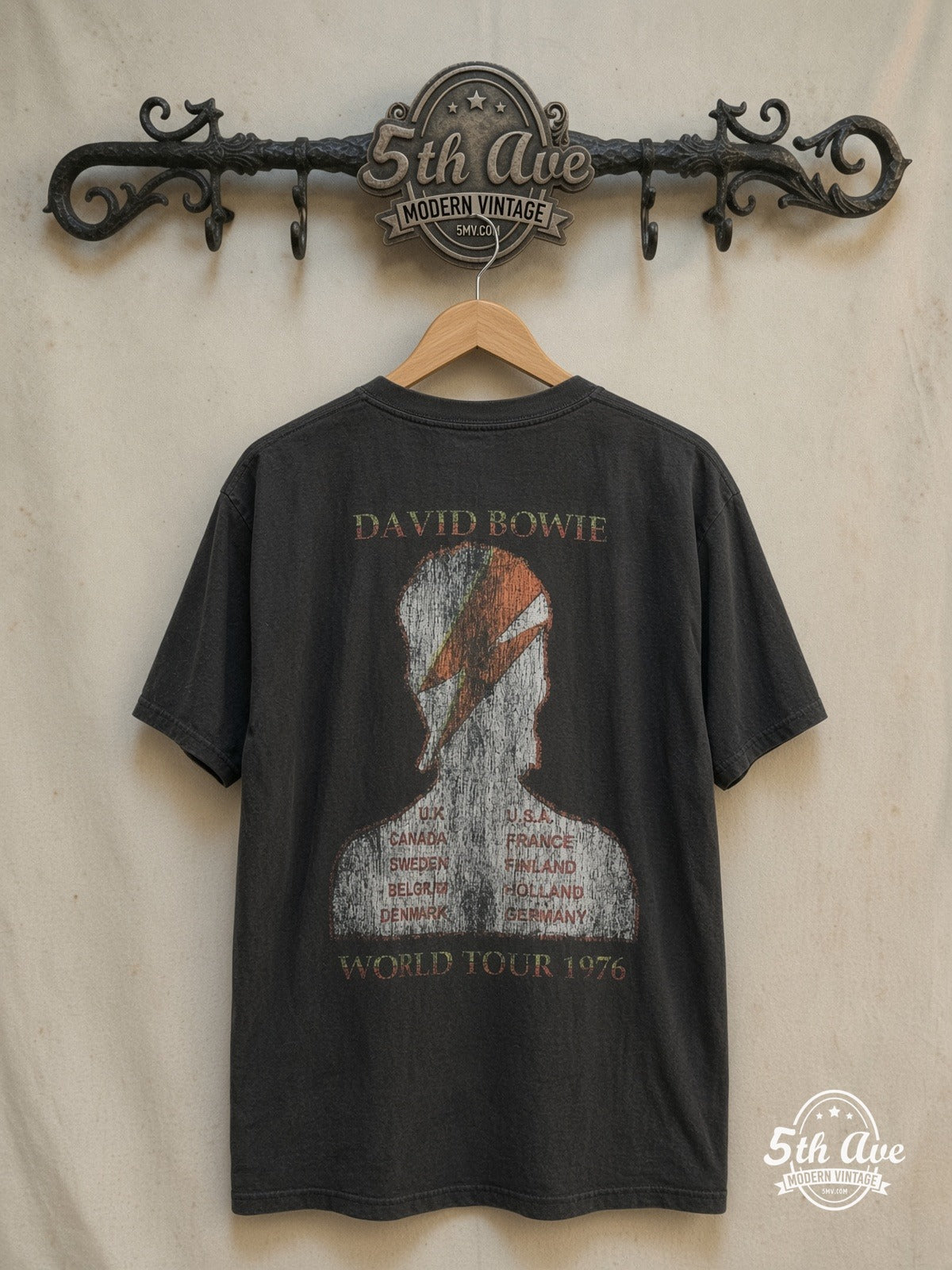David Bowie vintage band t-shirt back on rack