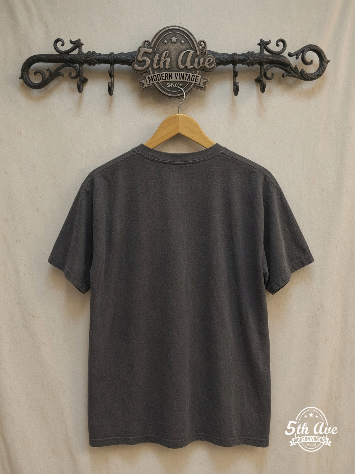 Ozzy Osbourne – Medieval Knight – Vintage Band T-Shirt — back on locked cream ornate 5th Ave rack