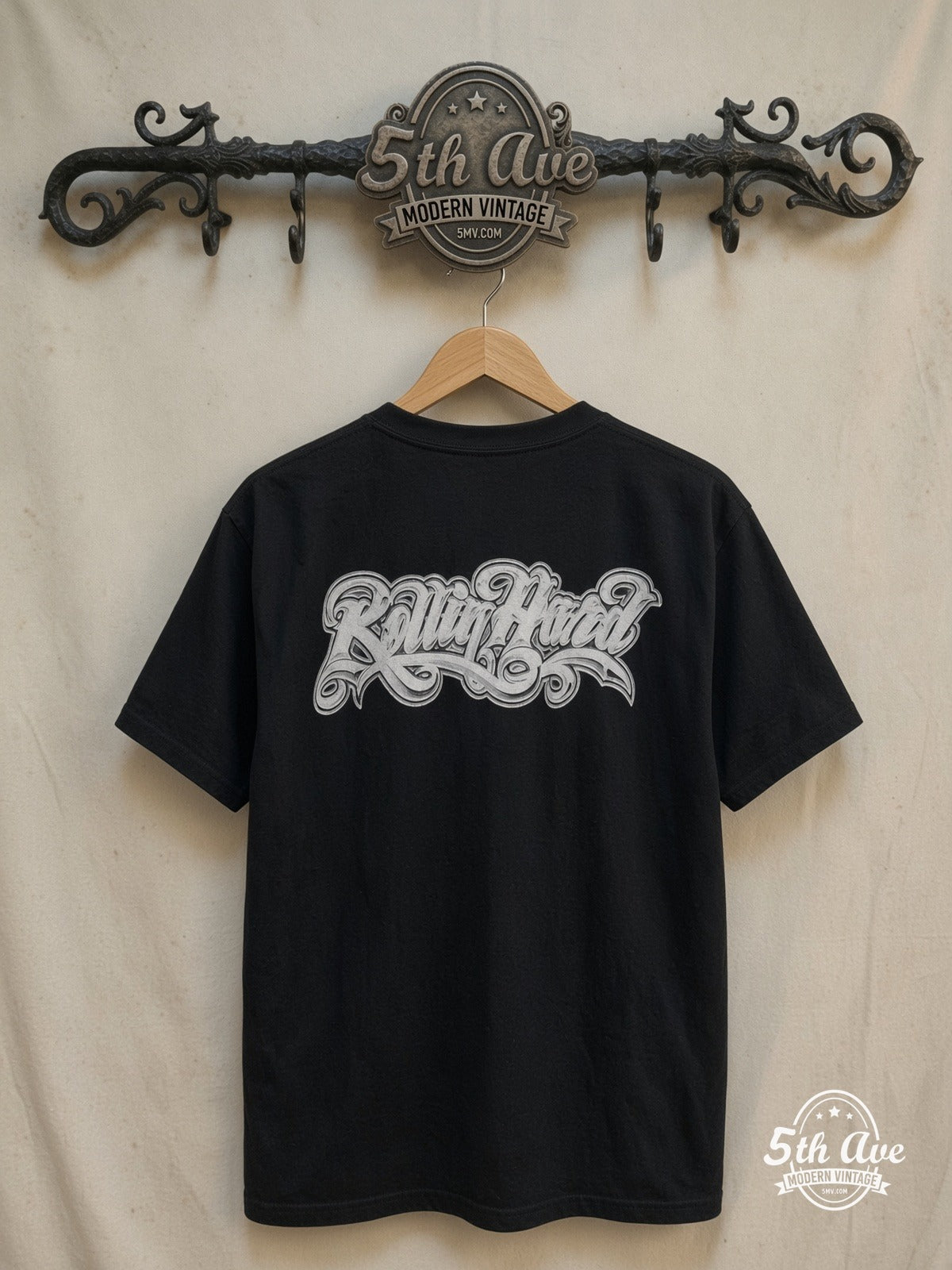 Rollin Hard – Freaky Behavior Lowrider – Vintage Graphic Tee — back on locked cream ornate 5th Ave rack