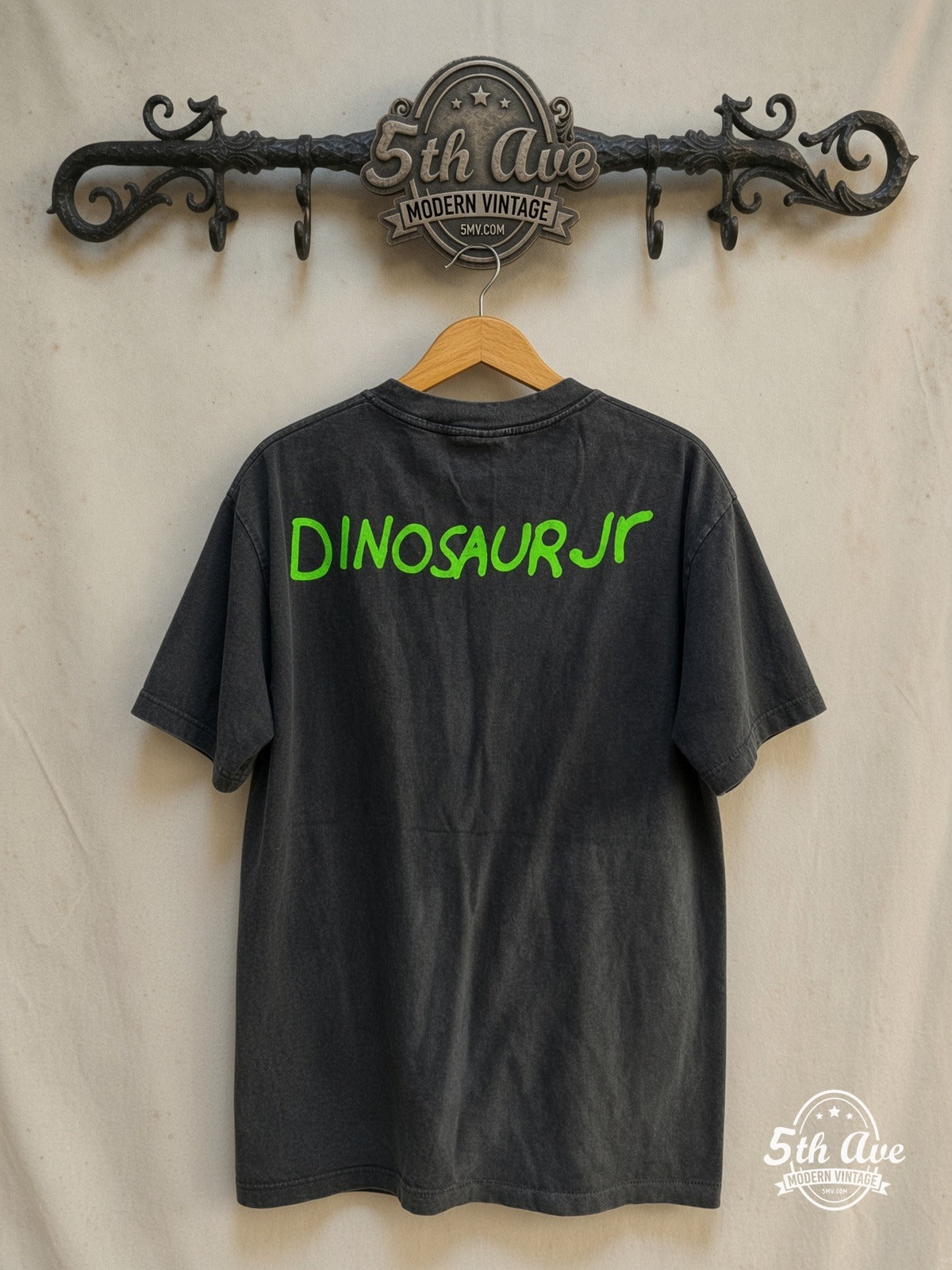 Dinosaur Jr. – Without a Sound – Vintage Band T-Shirt — back on locked cream ornate 5th Ave rack