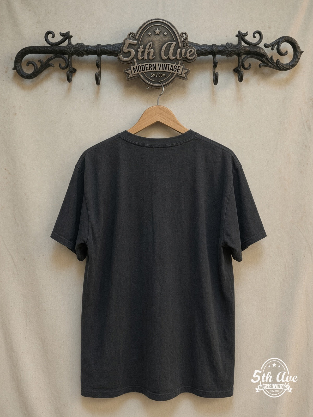 Misfits – Crimson Ghost Holding Candelabra – Vintage Band T-Shirt — back on locked cream ornate 5th Ave rack