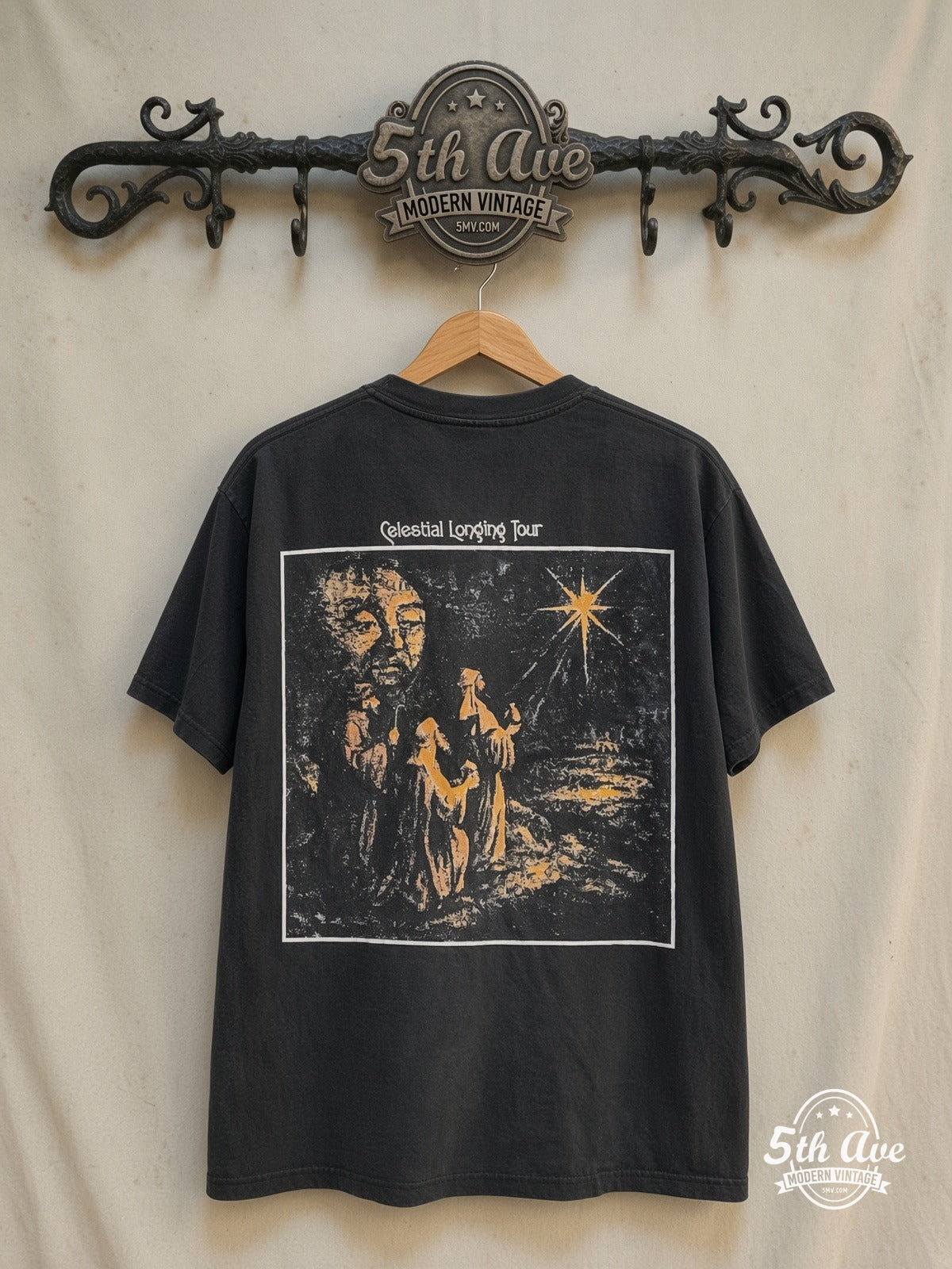 The Smashing Pumpkins – Celestial Longing Tour – Vintage Band T-Shirt — back on locked cream ornate 5th Ave rack