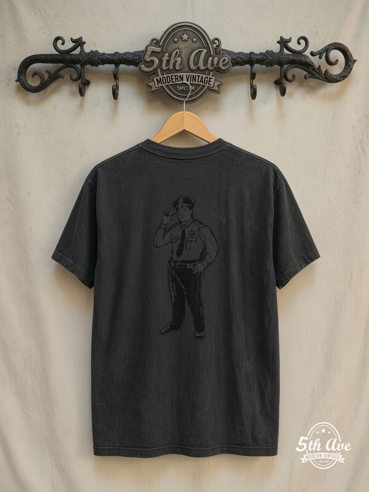 Marilyn Manson – Meet Your Master – Vintage Band T-Shirt — back on locked cream ornate 5th Ave rack