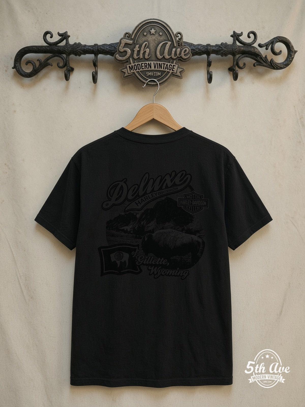 Harley-Davidson – Classic Graphic – Vintage Graphic Tee — back on locked cream ornate 5th Ave rack