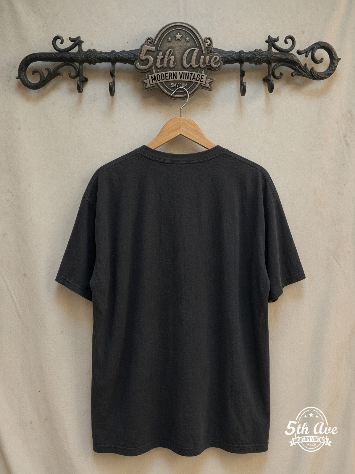 The Pogues – Pogue Mahone – Vintage Band T-Shirt — back on locked cream ornate 5th Ave rack