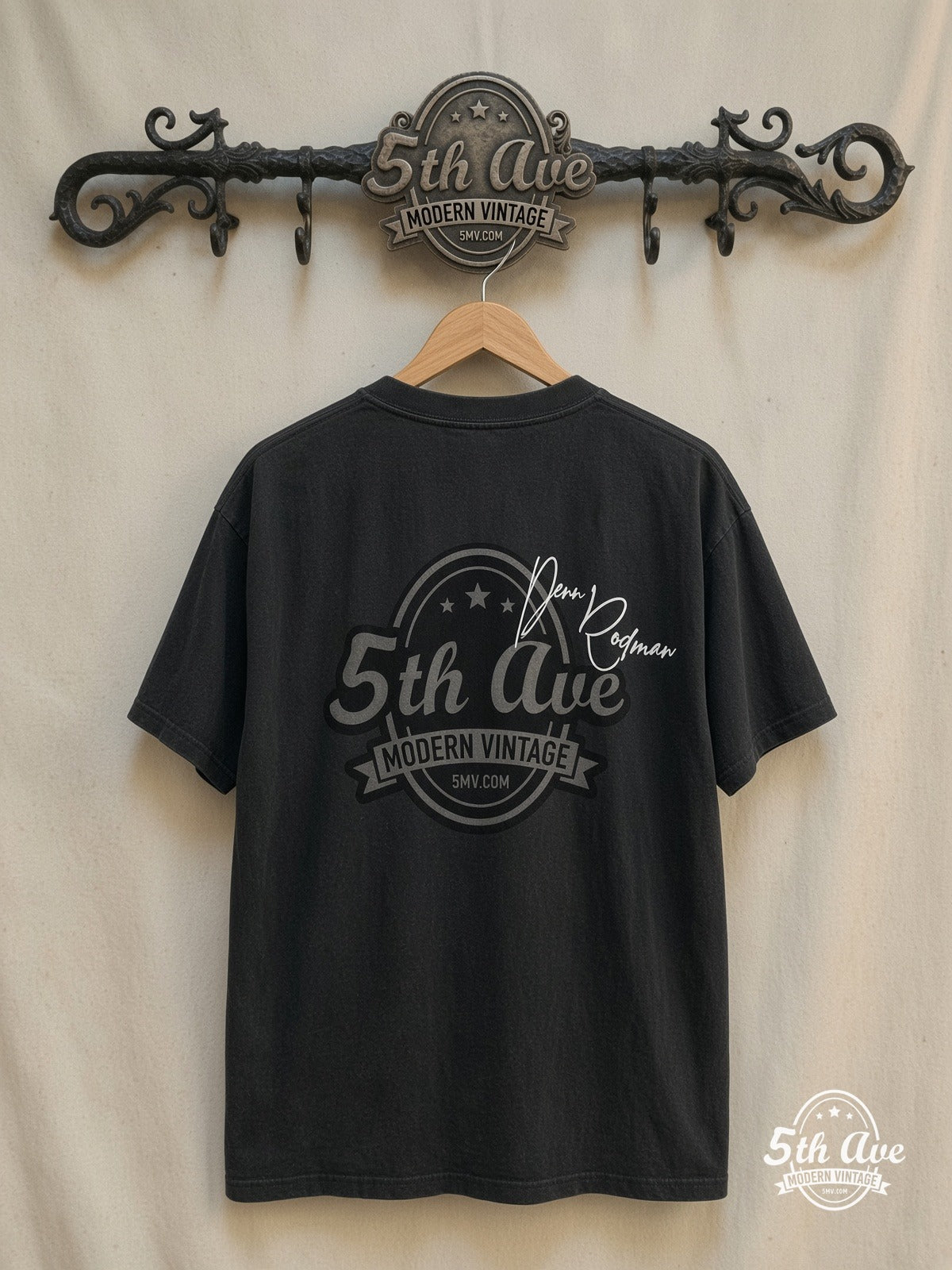 Dennis Rodman – Tired Of Blending In With The Crowd? – All Over Print – Vintage Graphic Tee — back on locked cream ornate 5th Ave rack