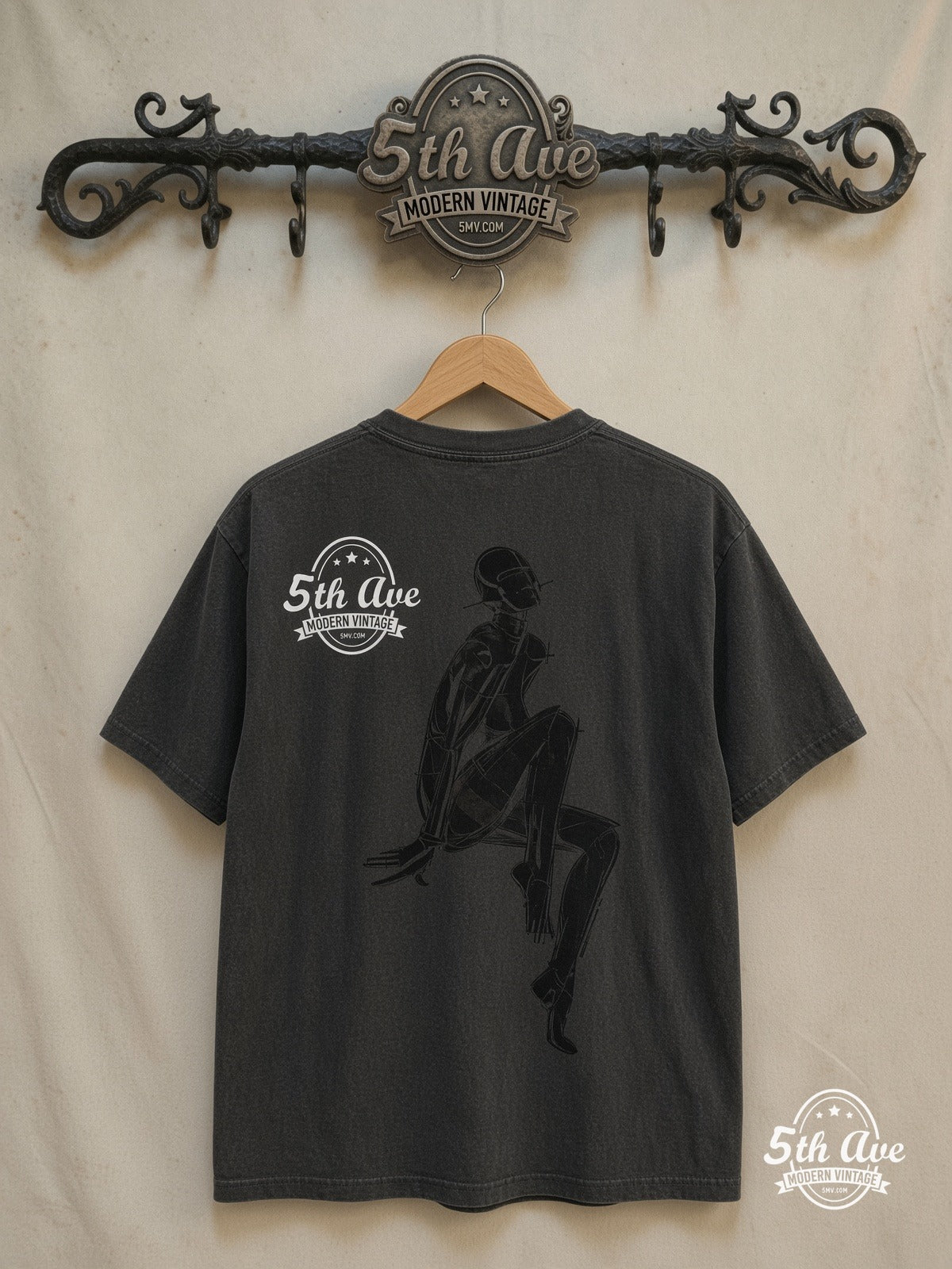 Hajime Sorayama – Sexy Robot Chrome – Vintage Band T-Shirt — back on locked cream ornate 5th Ave rack