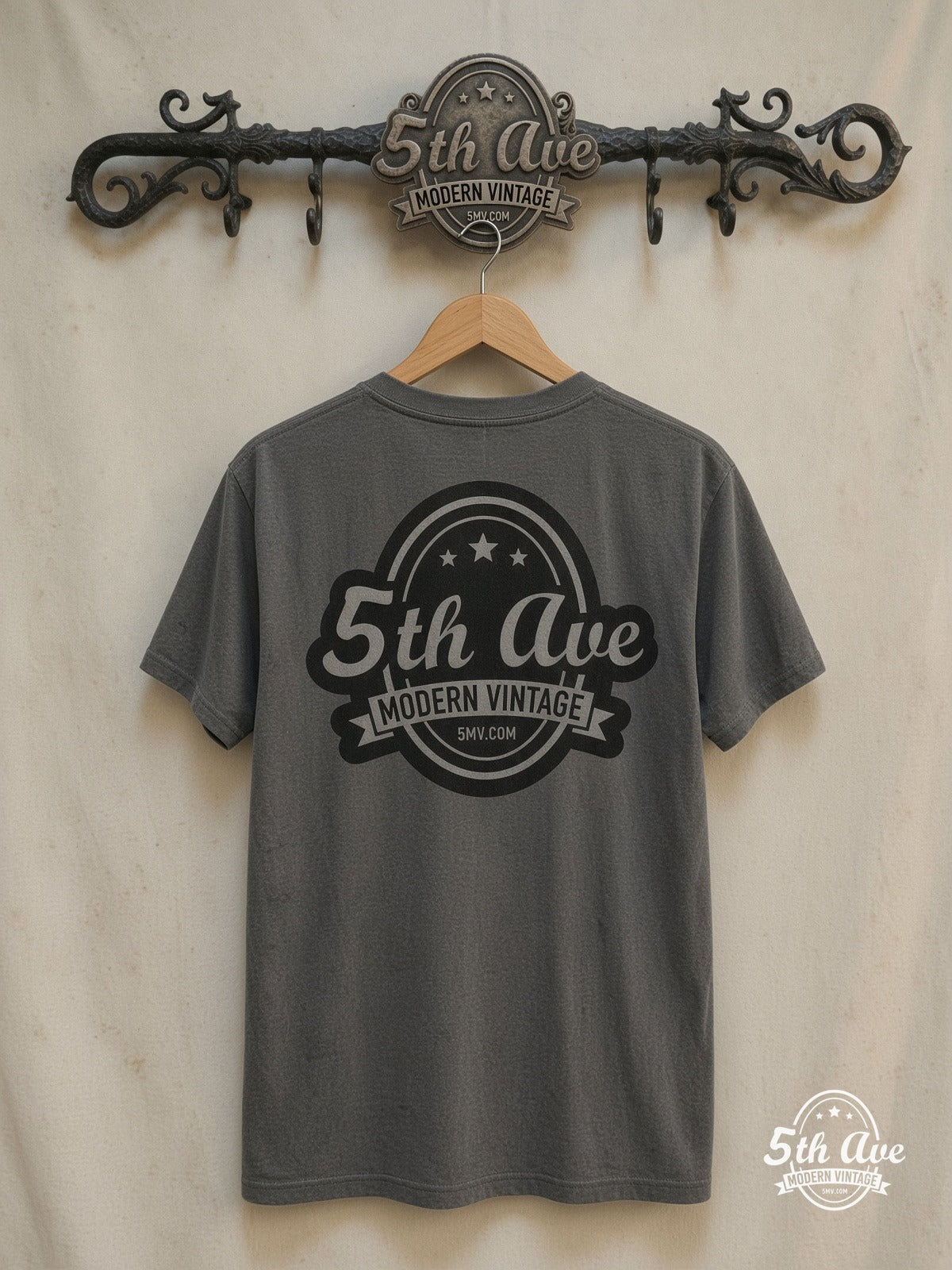 Big Brother & the Holding Company – Tribute – Vintage Band T-Shirt — back on locked cream ornate 5th Ave rack
