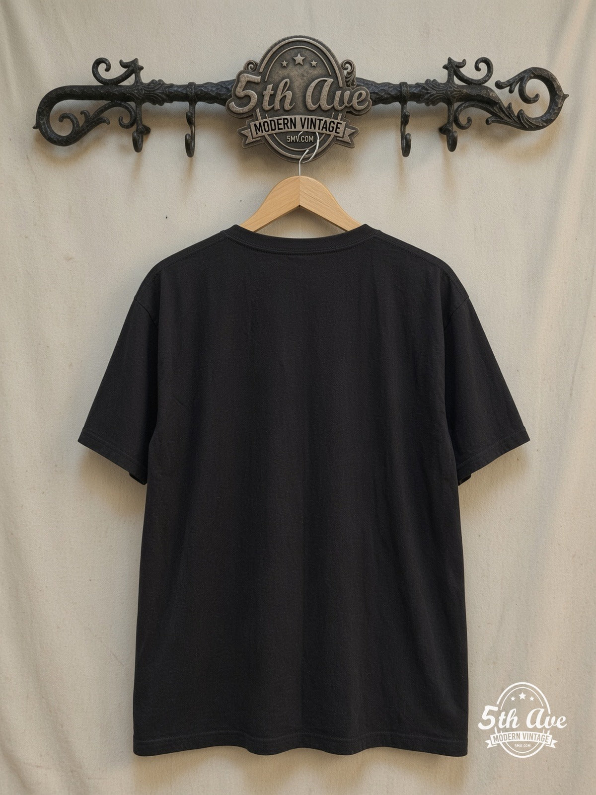 Jimi Hendrix Purple Haze – Vintage Band T-Shirt — back on locked cream ornate 5th Ave rack
