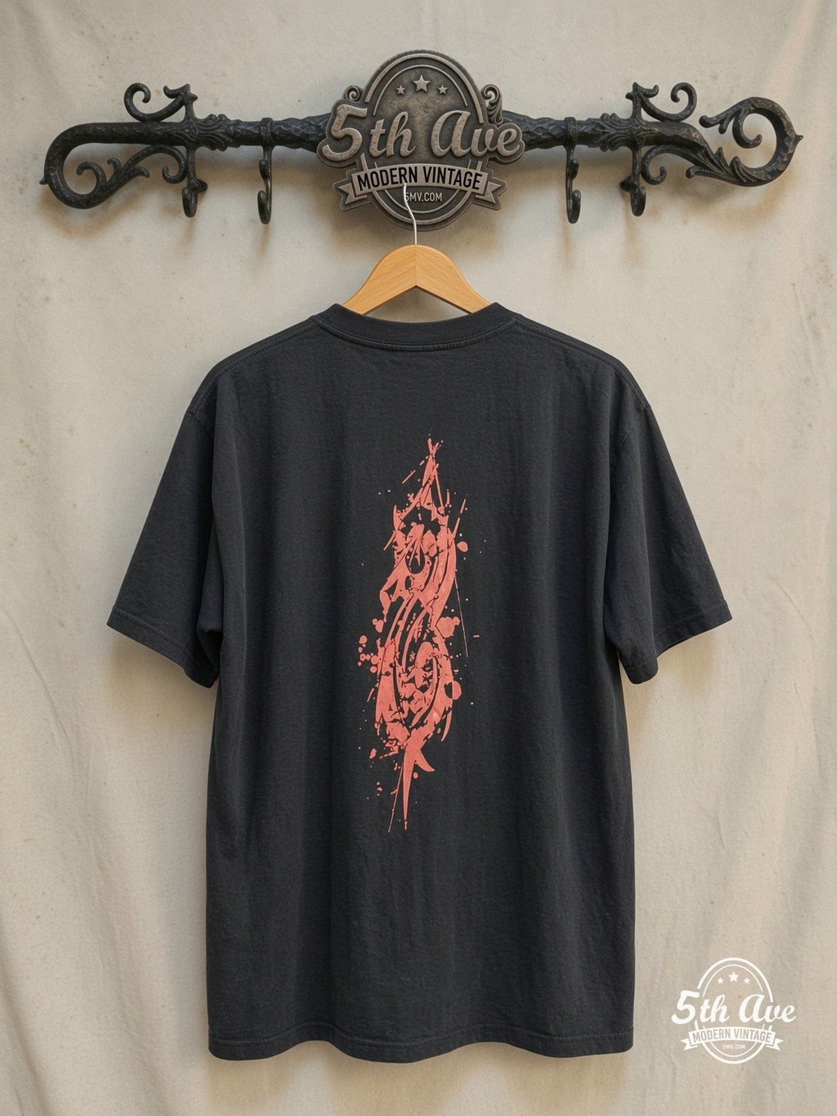 Slipknot – Blindfold – Vintage Band T-Shirt — back on locked cream ornate 5th Ave rack