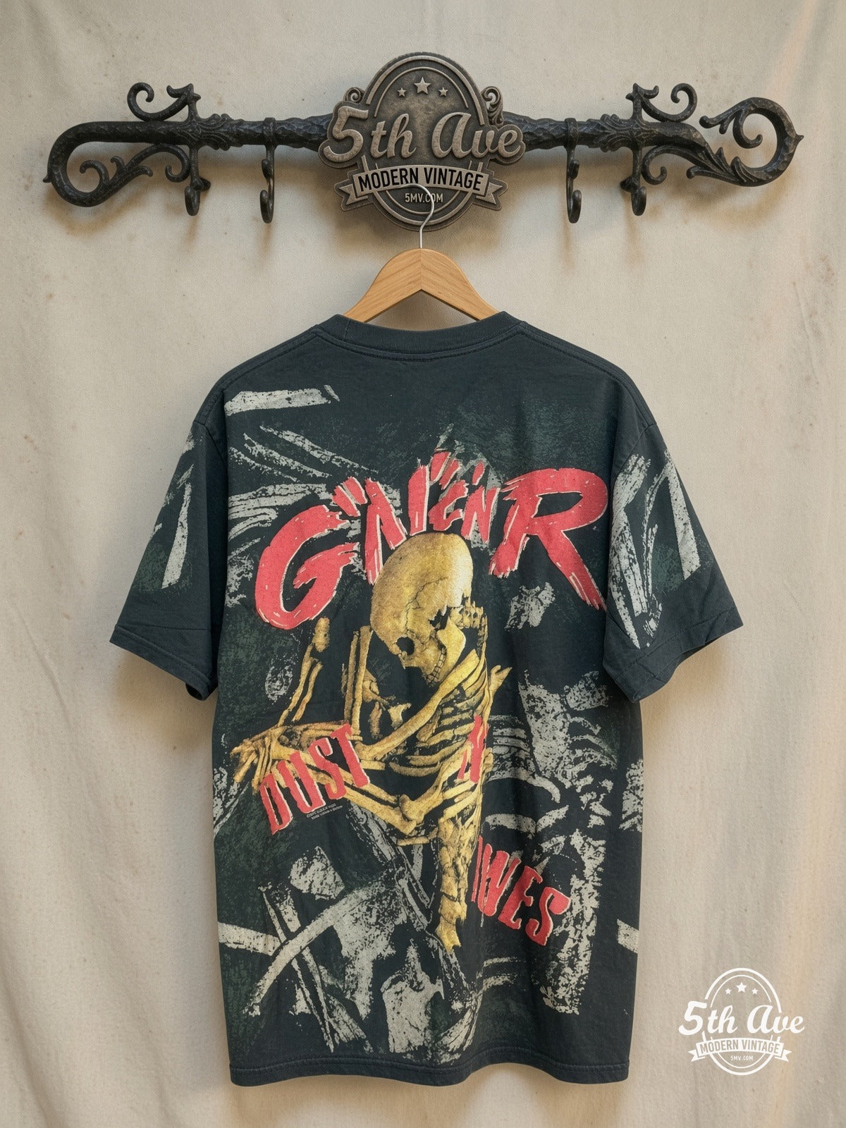 Guns N' Roses Dirt N Bones All Over Print vintage band t-shirt back on rack